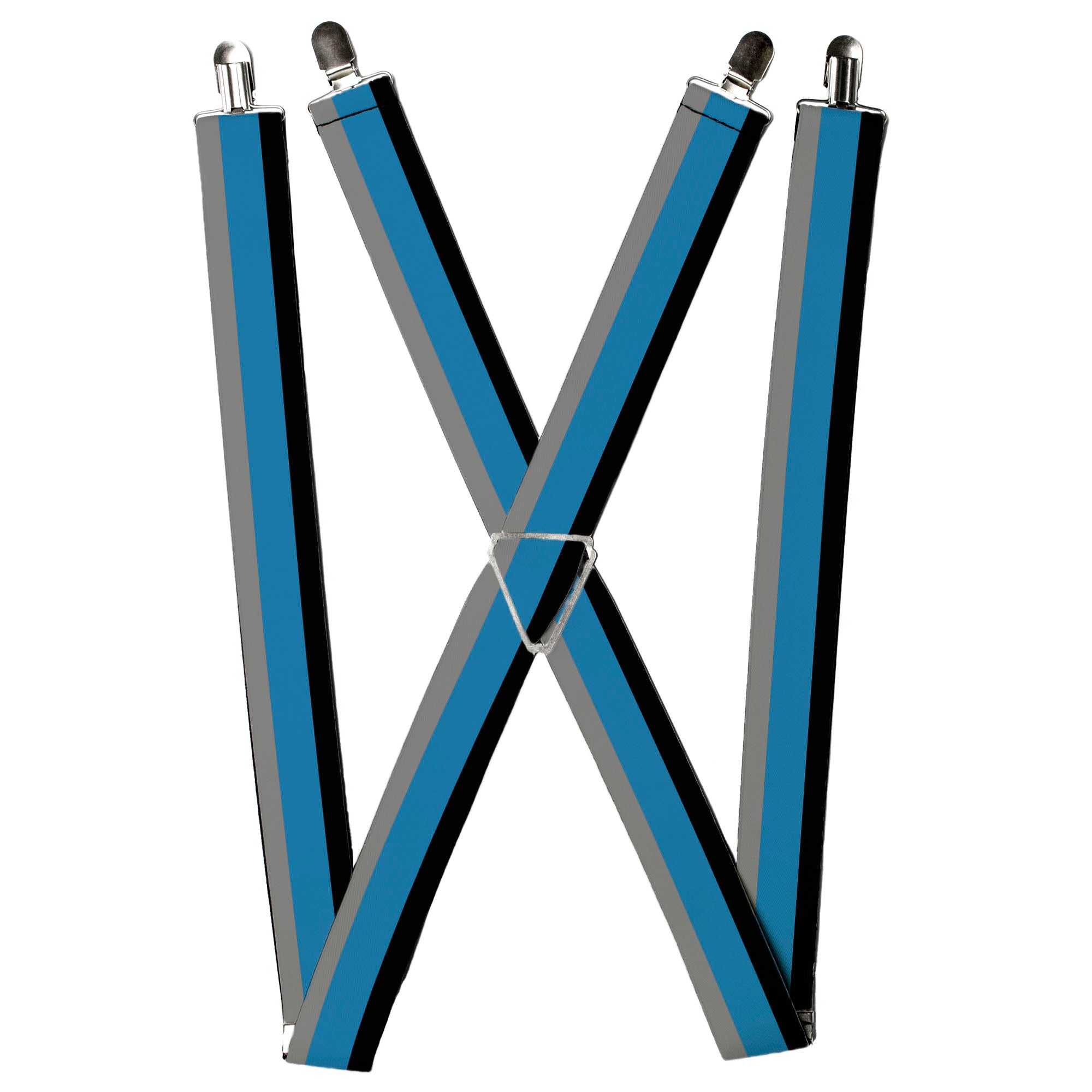 Suspenders - Stripes Black/Turquoise/Gray Suspenders Buckle-Down