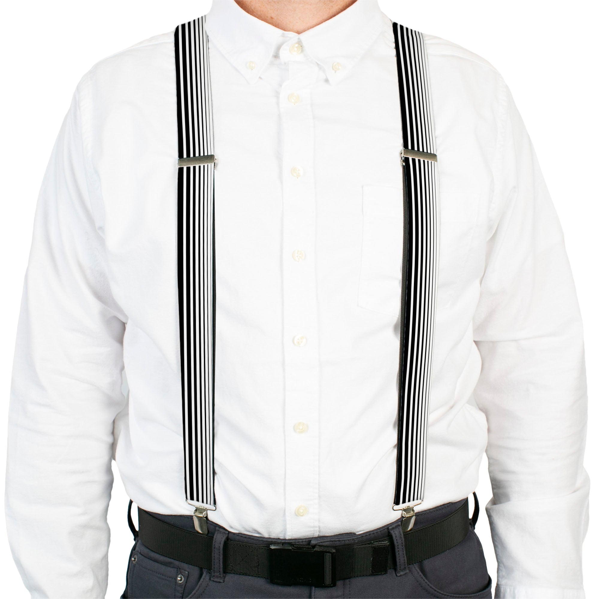 Suspenders - Stripe Transition Black/White Suspenders Buckle-Down