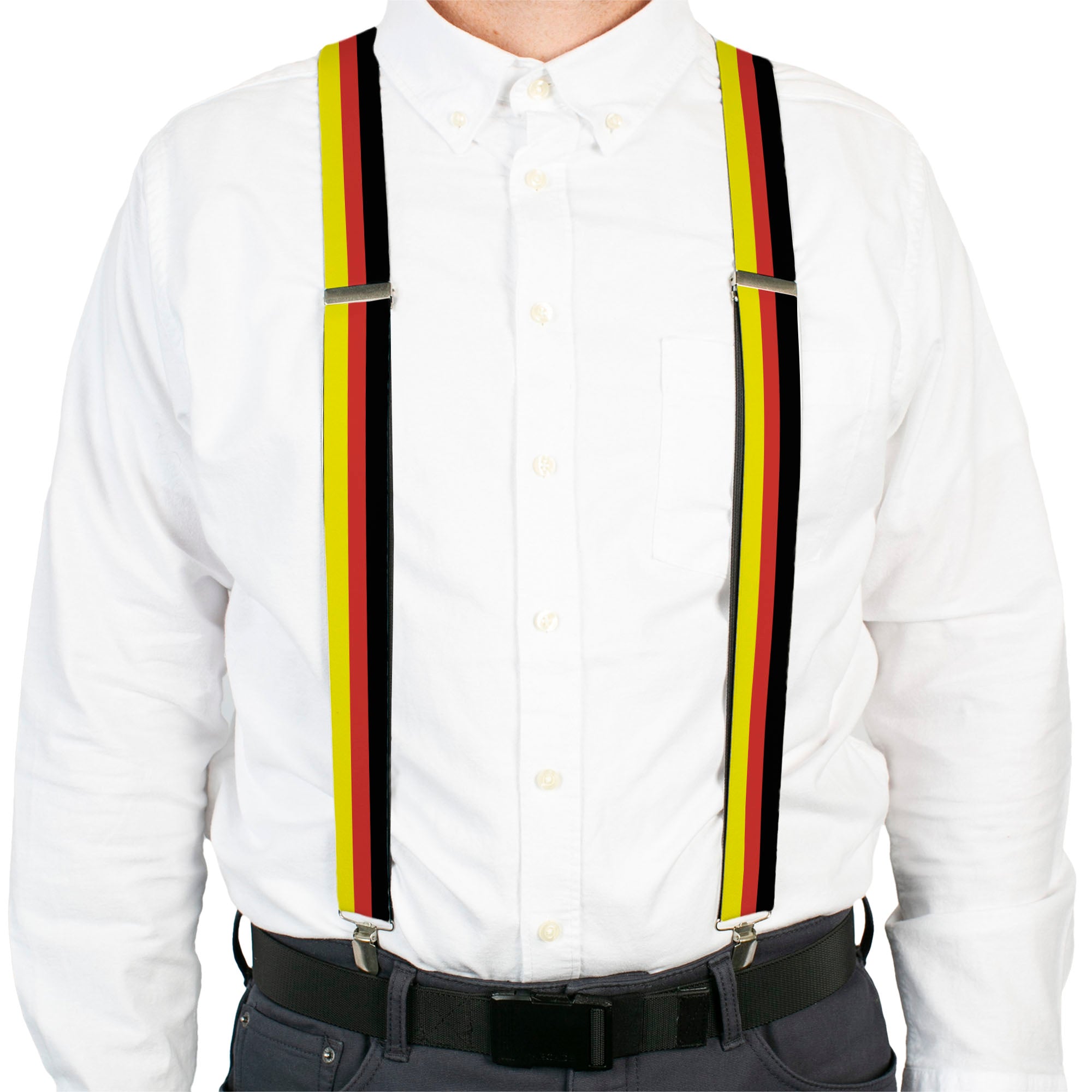 Suspenders - Stripes Black/Red/Yellow Suspenders Buckle-Down
