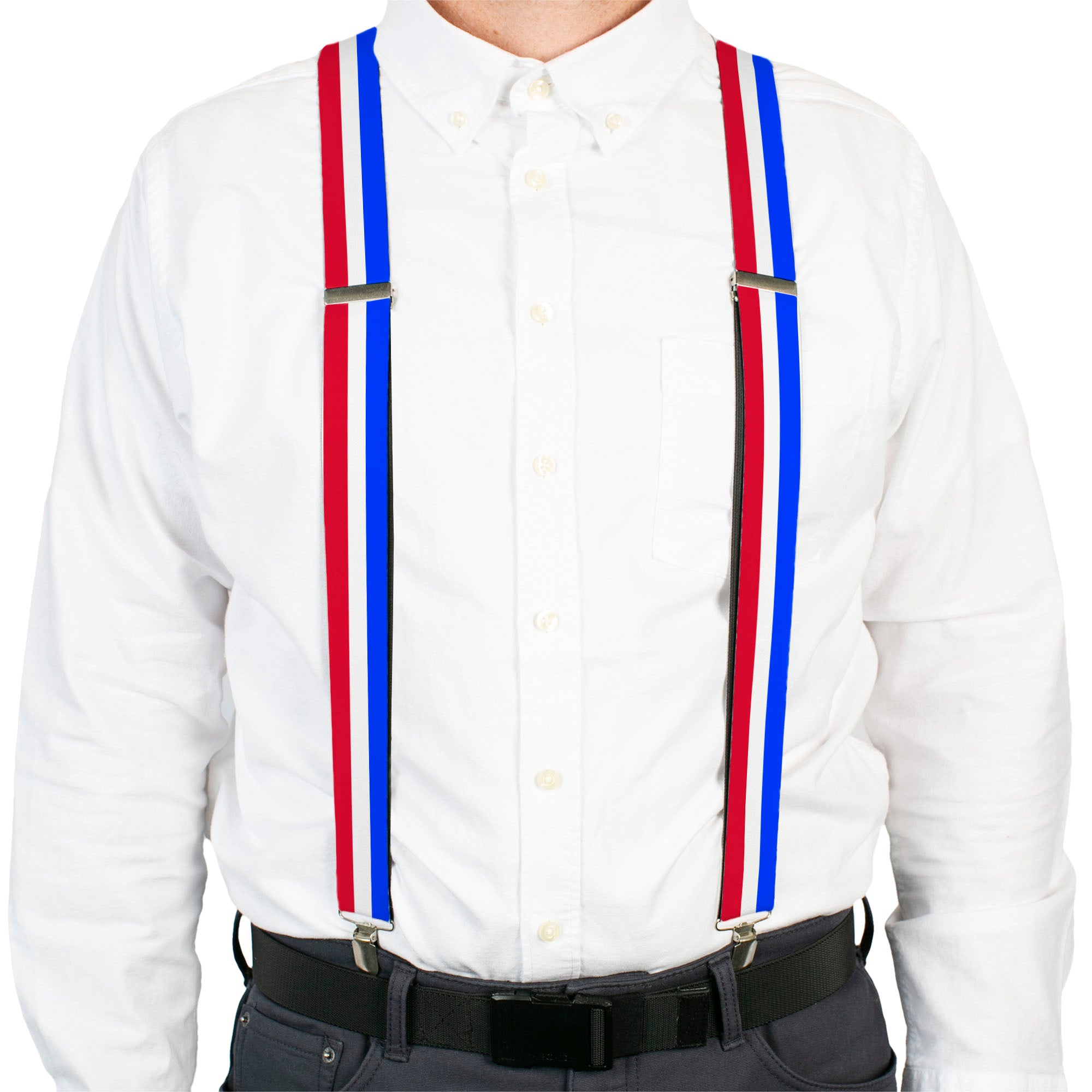Suspenders - Stripes Blue/White/Red Suspenders Buckle-Down