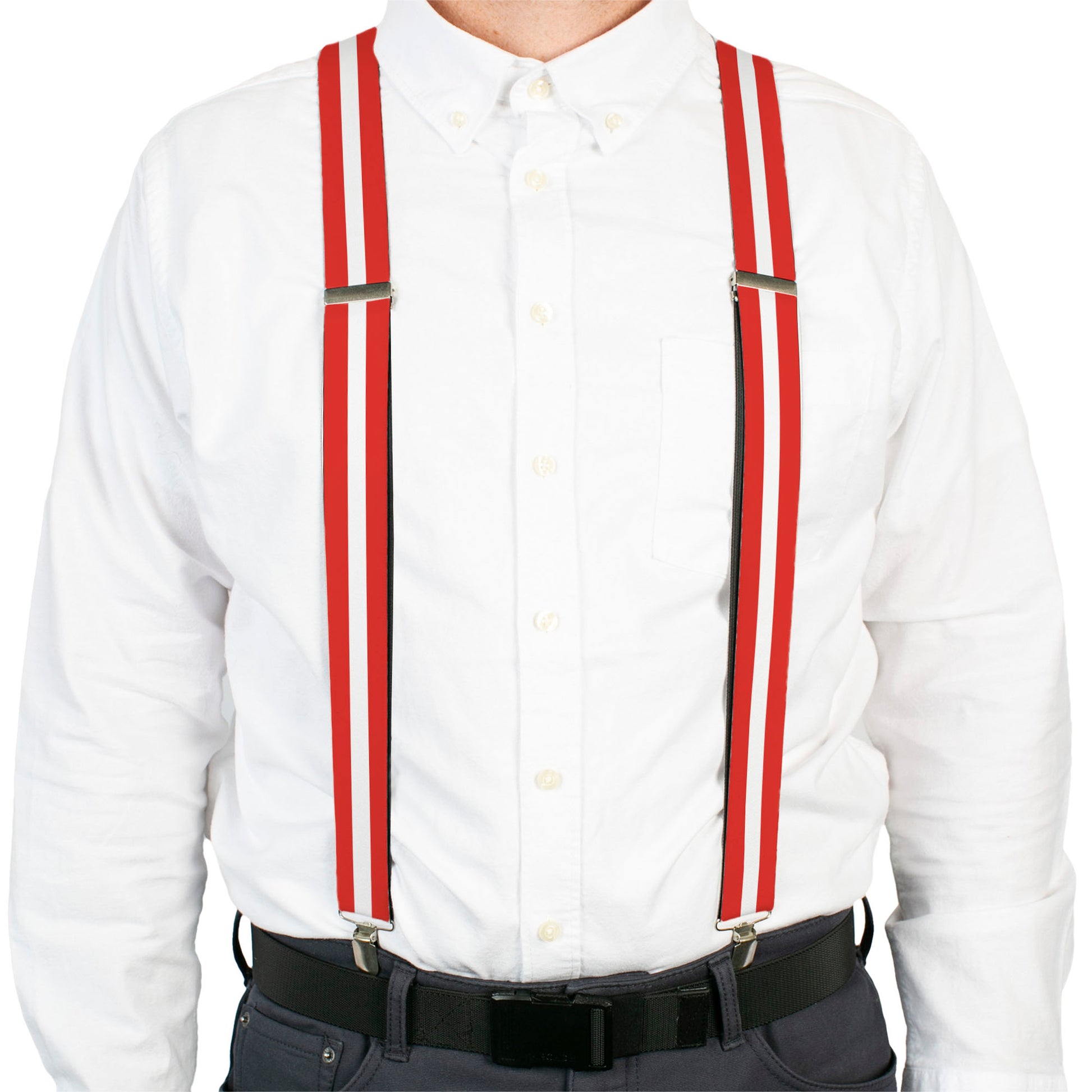 Suspenders - Stripes Red/White/Red Suspenders Buckle-Down