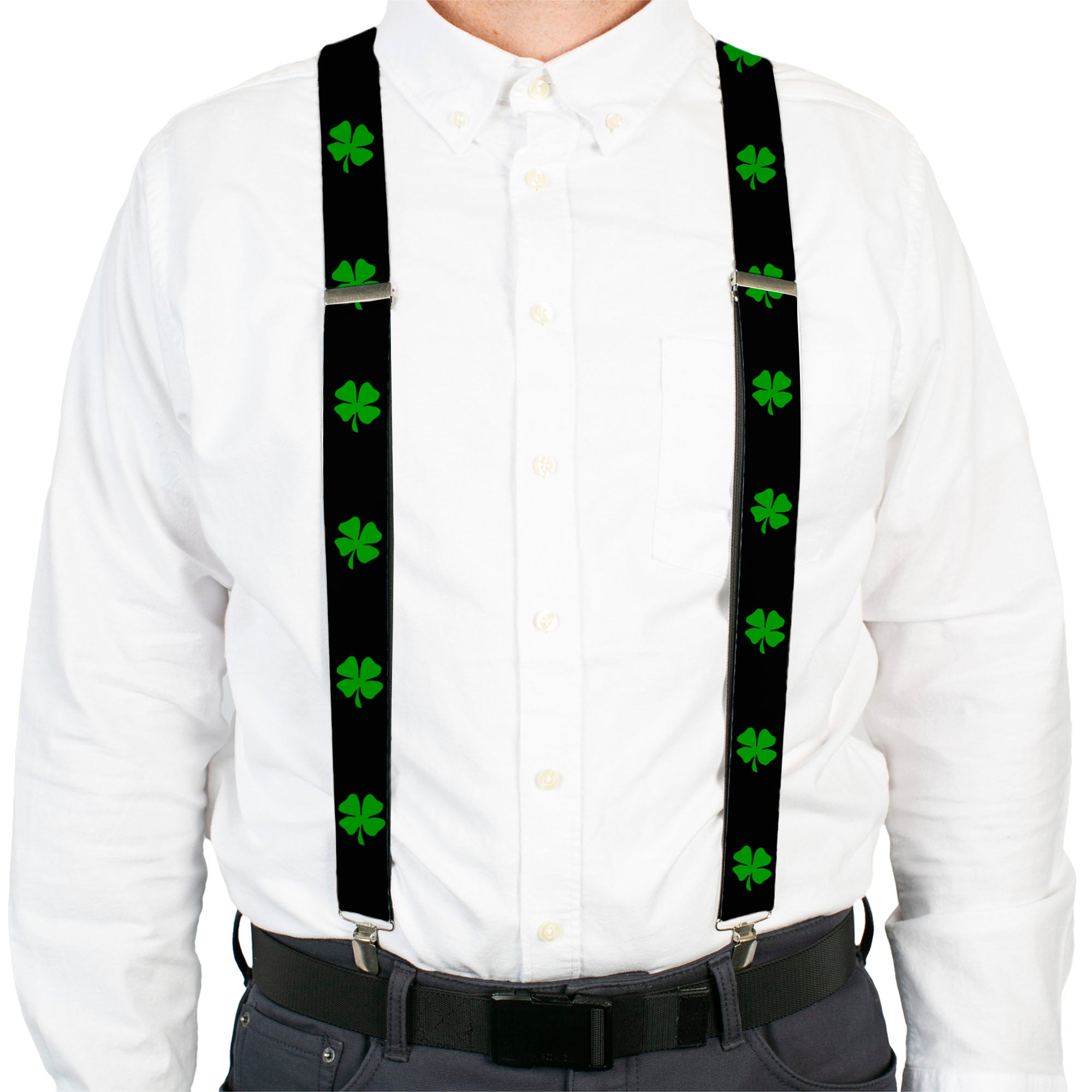 Suspenders - St. Pat's Black/Green Suspenders Buckle-Down