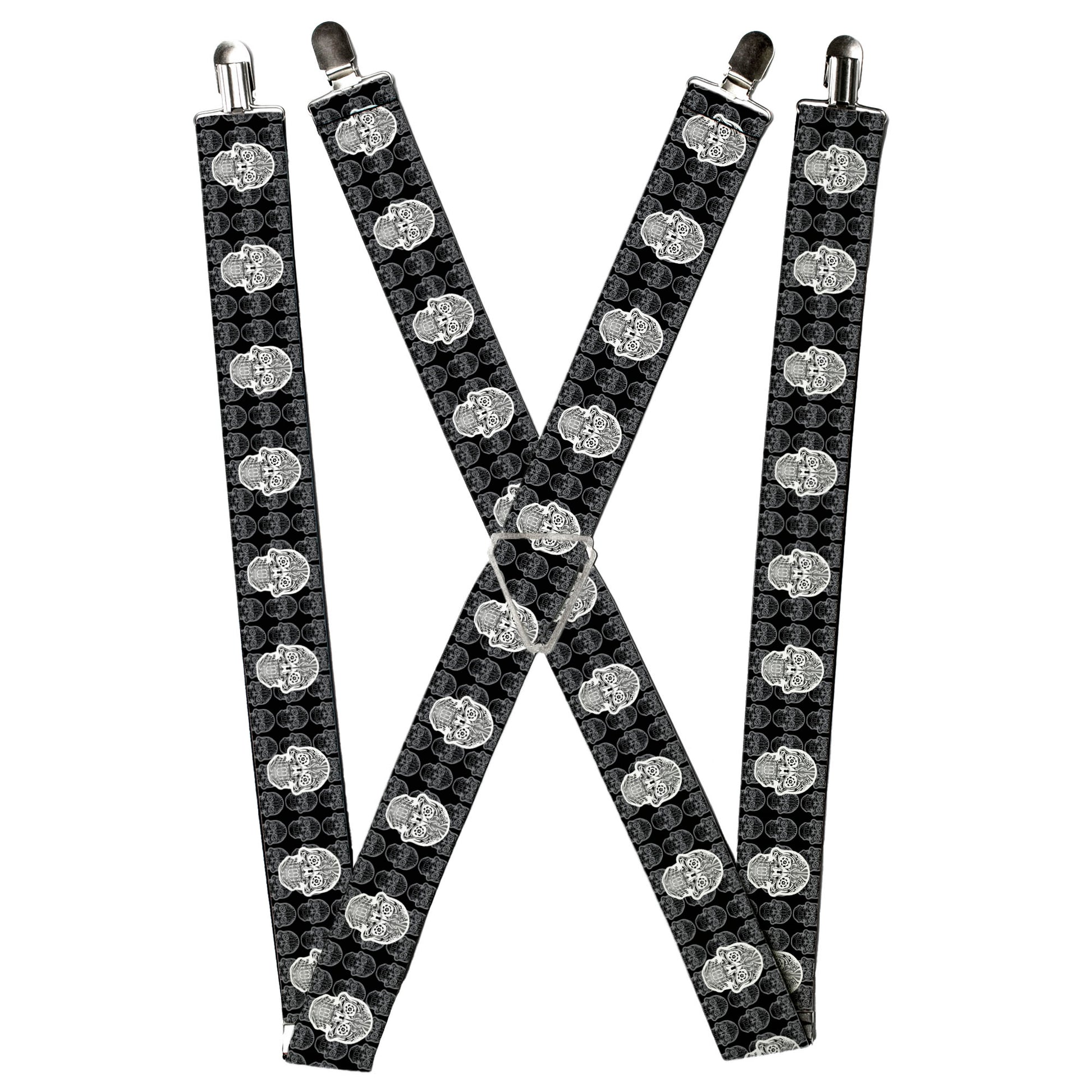 Suspenders - Skull Candy Black/Gray/White Suspenders Buckle-Down