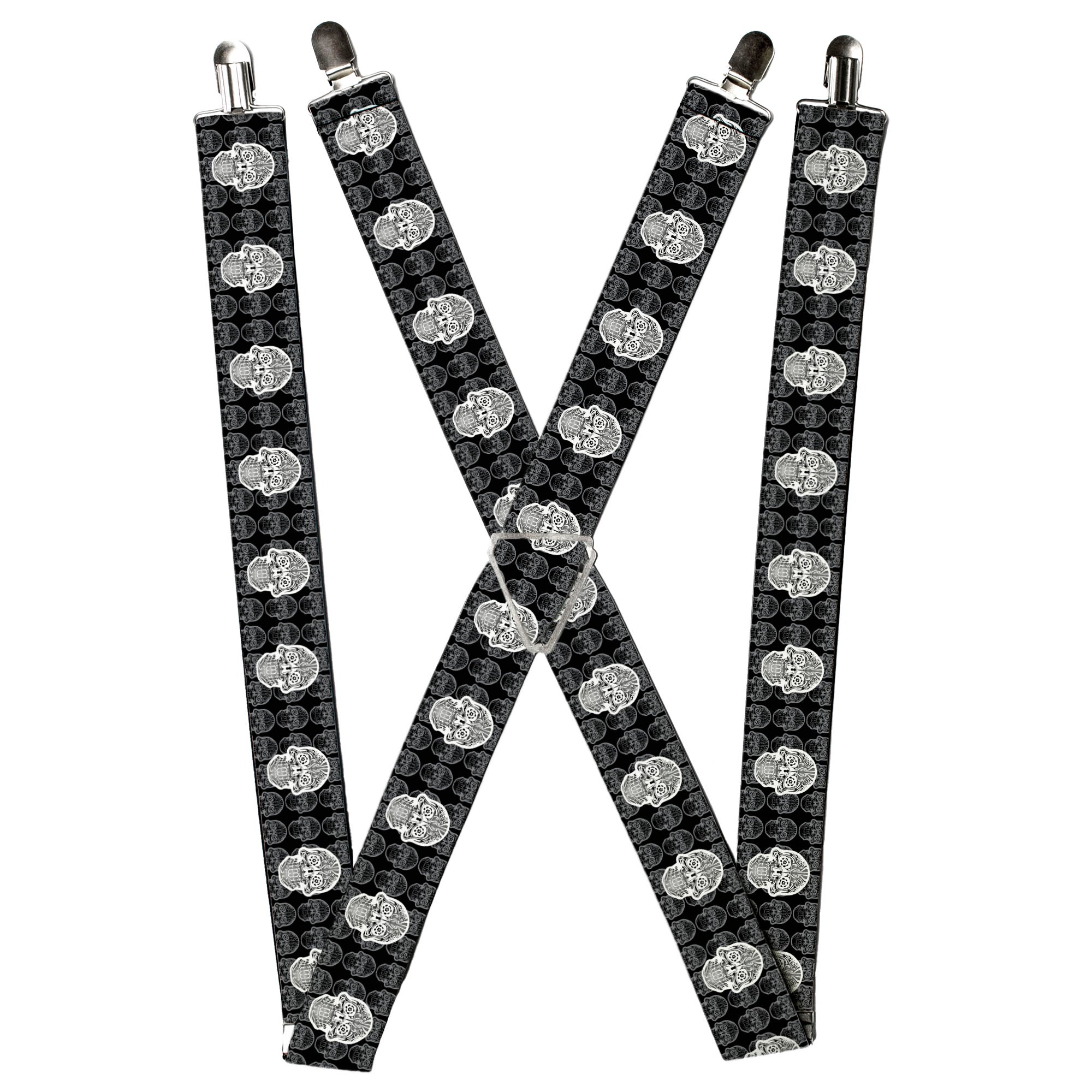 Suspenders - Skull Candy Black/Gray/White Suspenders Buckle-Down