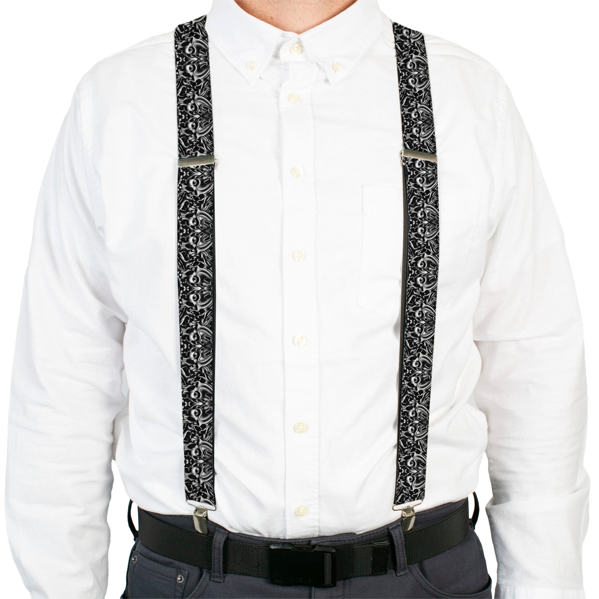 Suspenders - Sleeve Skulls Black/Gray Suspenders Buckle-Down