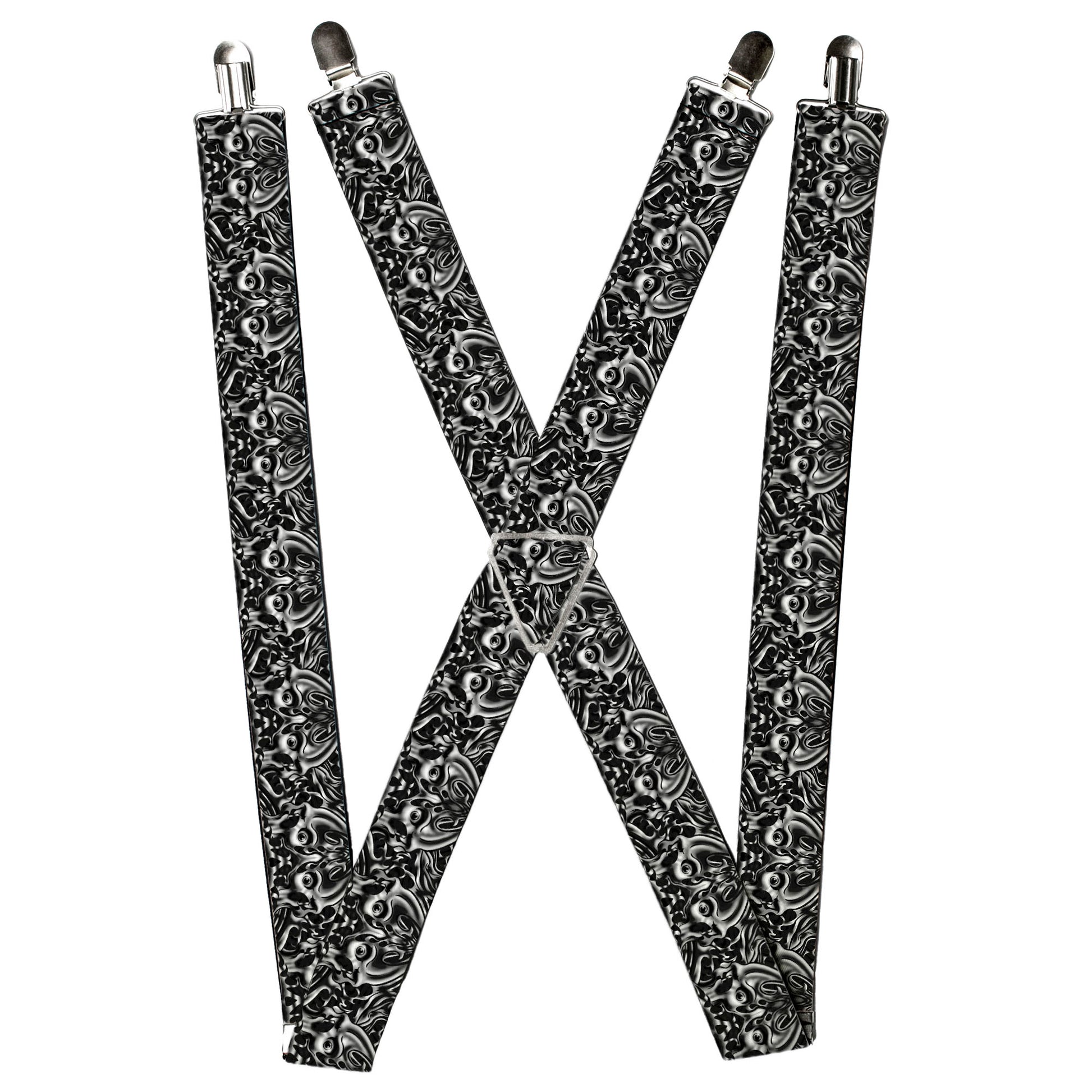 Suspenders - Sleeve Skulls Black/Gray Suspenders Buckle-Down