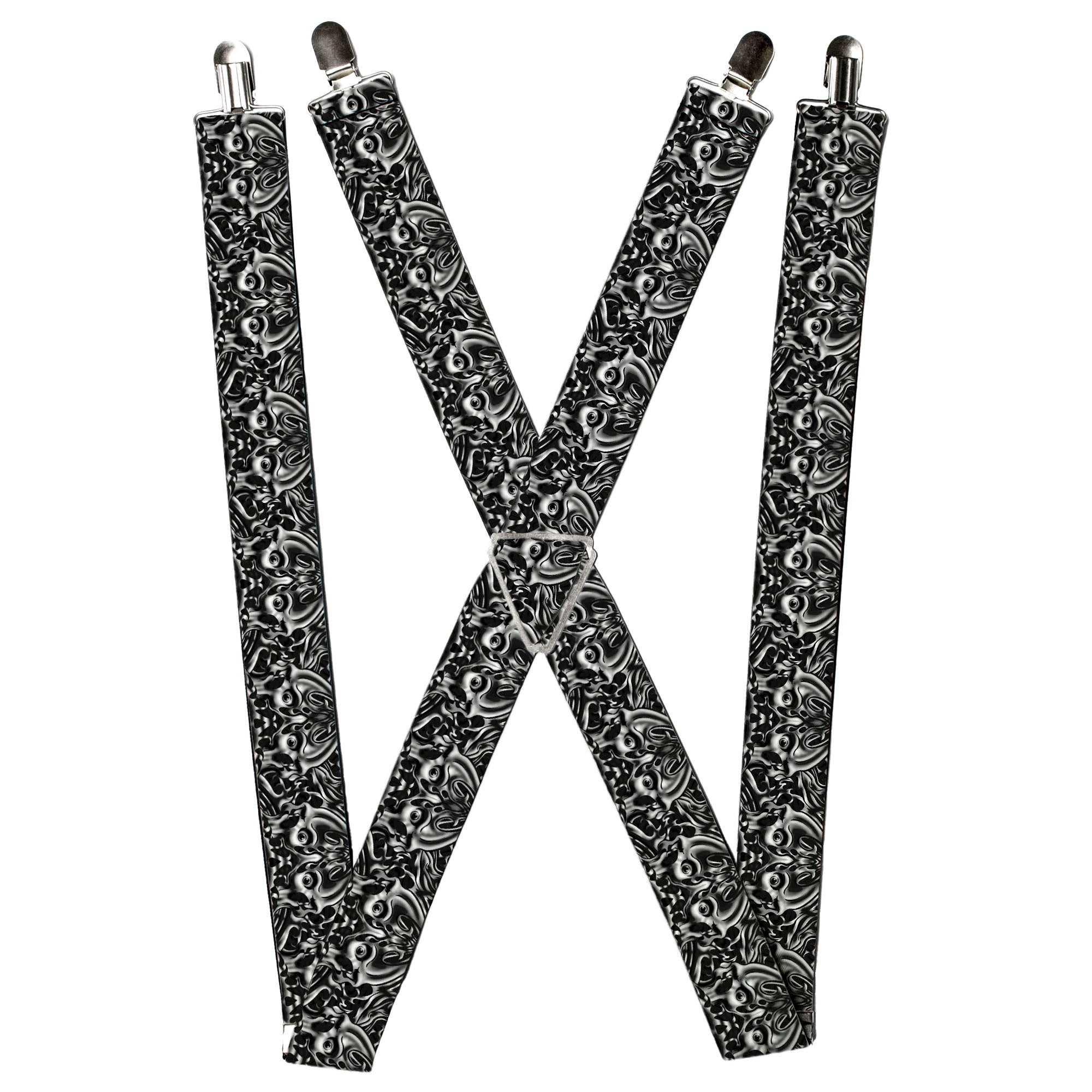 Suspenders - Sleeve Skulls Black/Gray Suspenders Buckle-Down