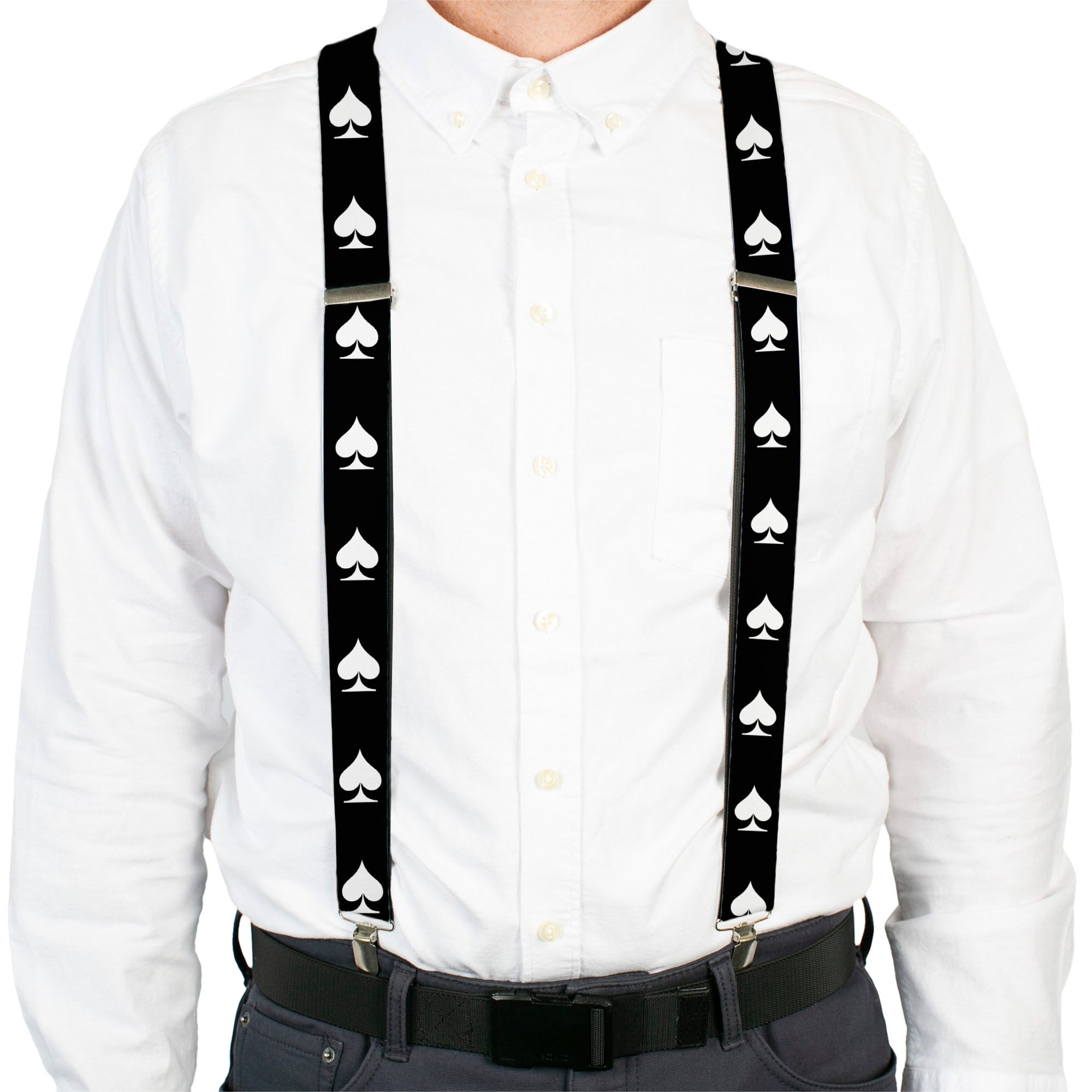 Suspenders - Spade Black/White Suspenders Buckle-Down