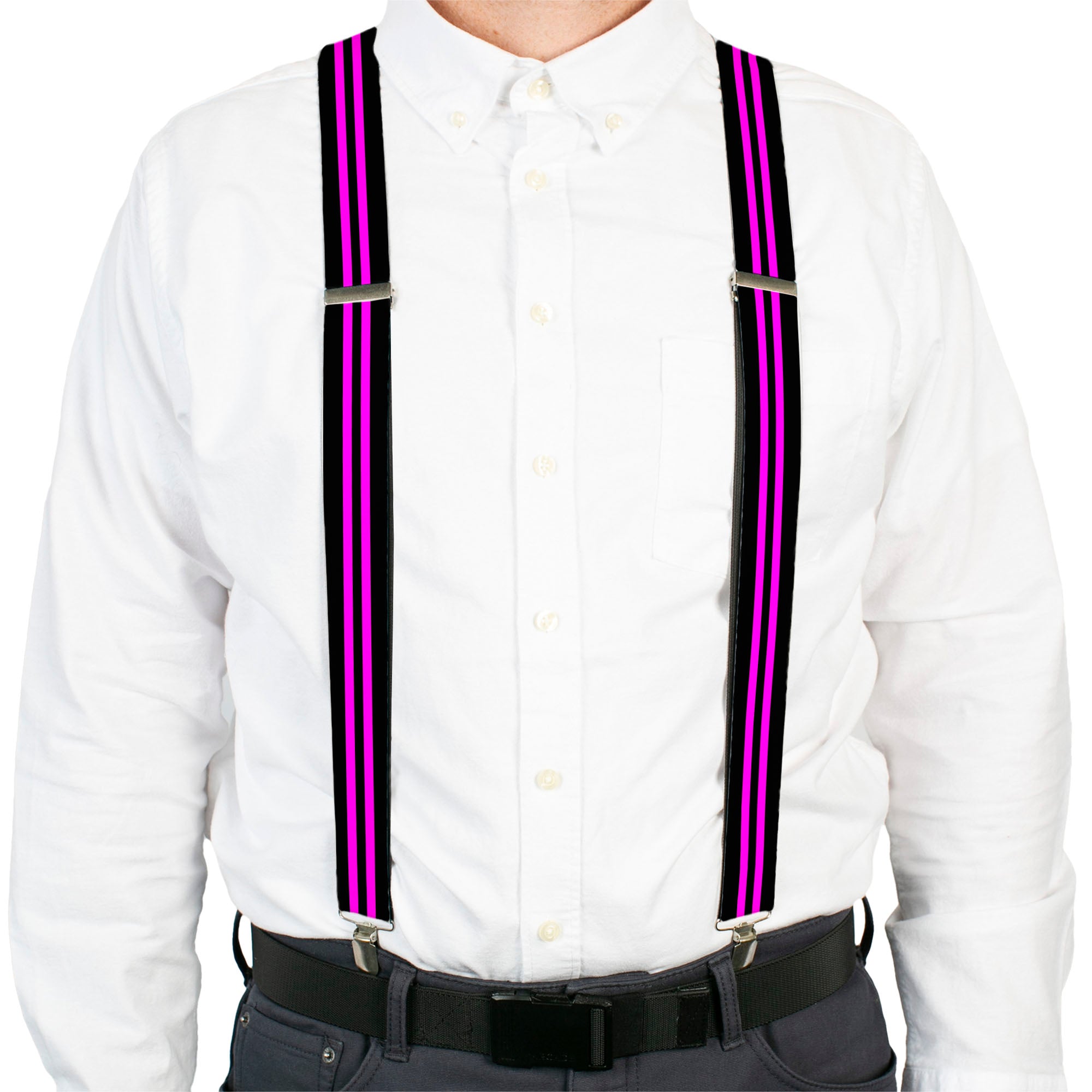 Suspenders - Stripe Black/Pink Suspenders Buckle-Down