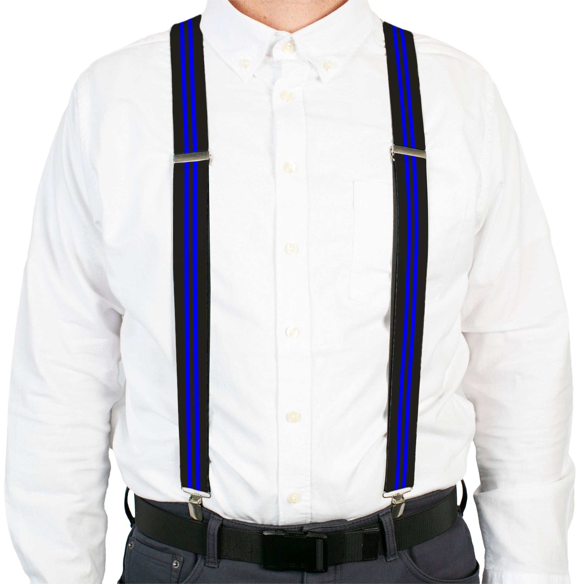Suspenders - Stripe Black/Blue Suspenders Buckle-Down