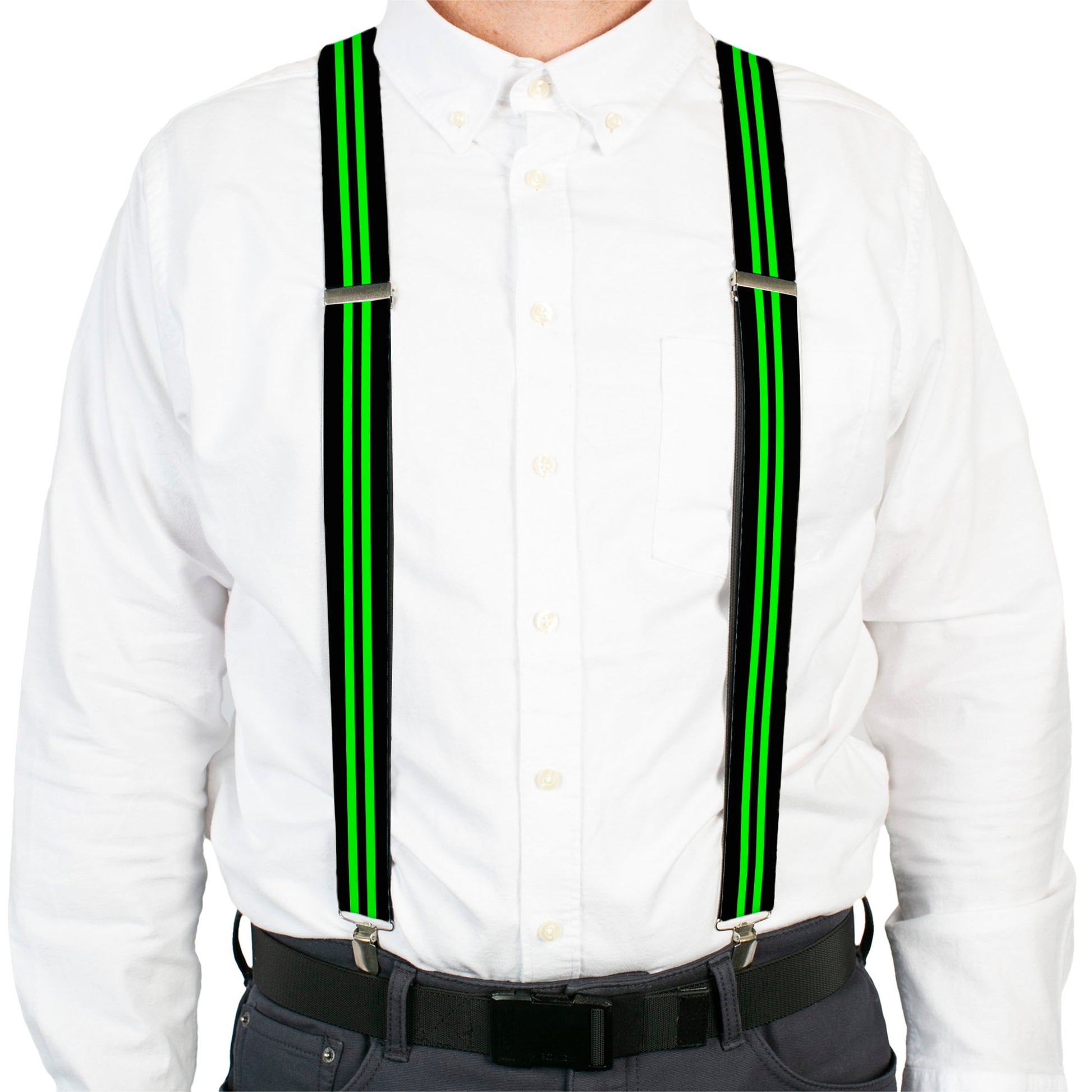 Suspenders - Stripe Black/Green Suspenders Buckle-Down
