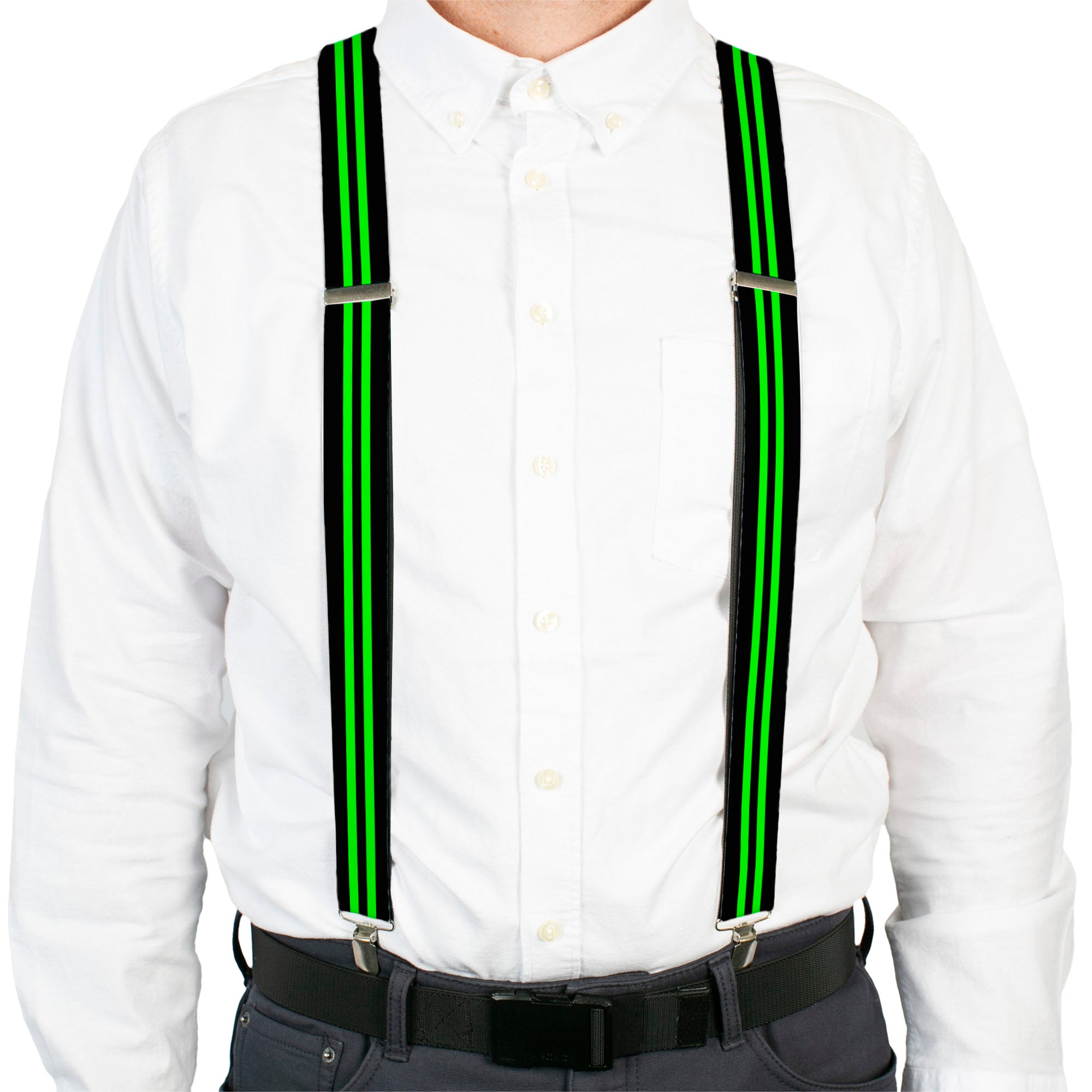 Suspenders - Stripe Black/Green Suspenders Buckle-Down