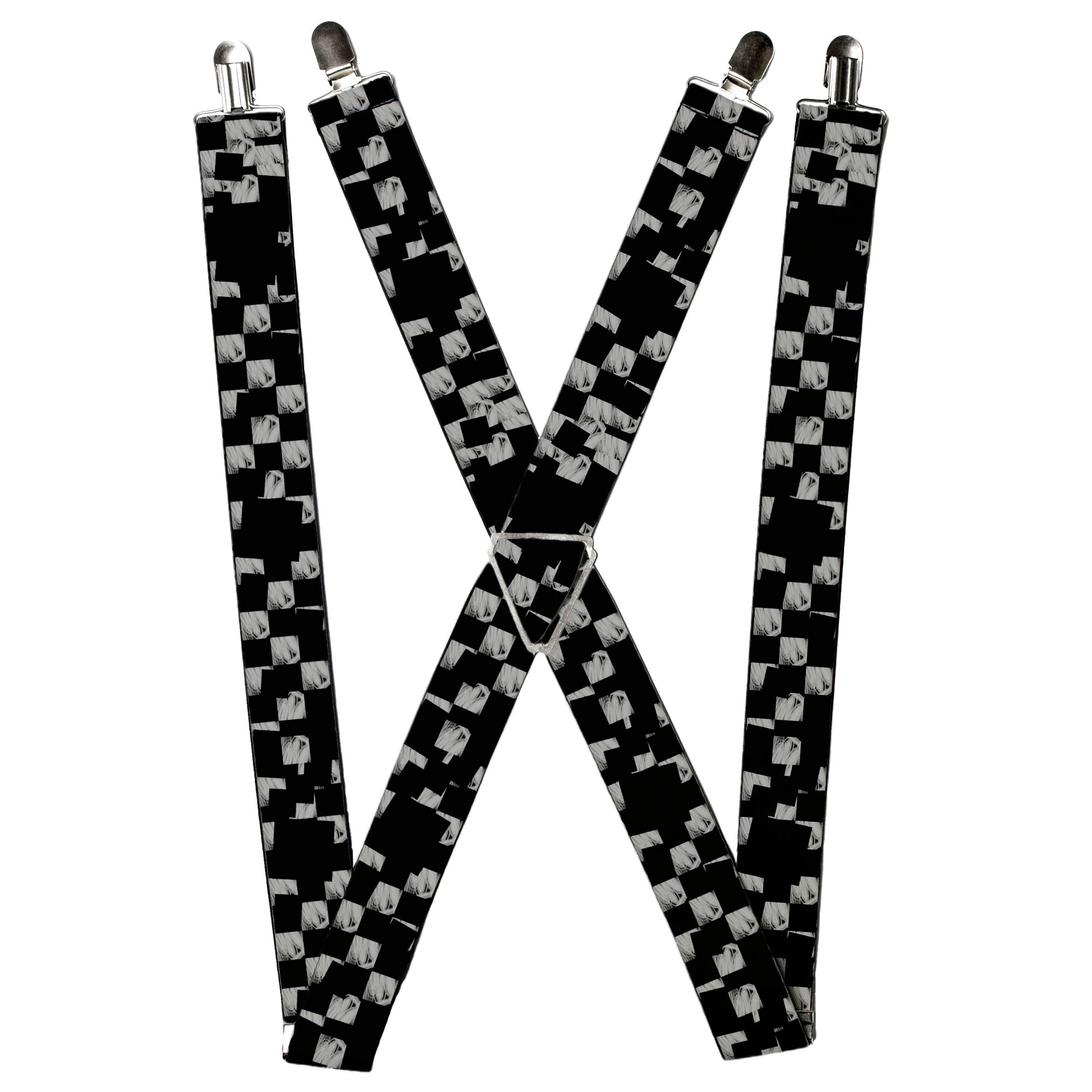 Suspenders - Scribble Checker Black/White Suspenders Buckle-Down