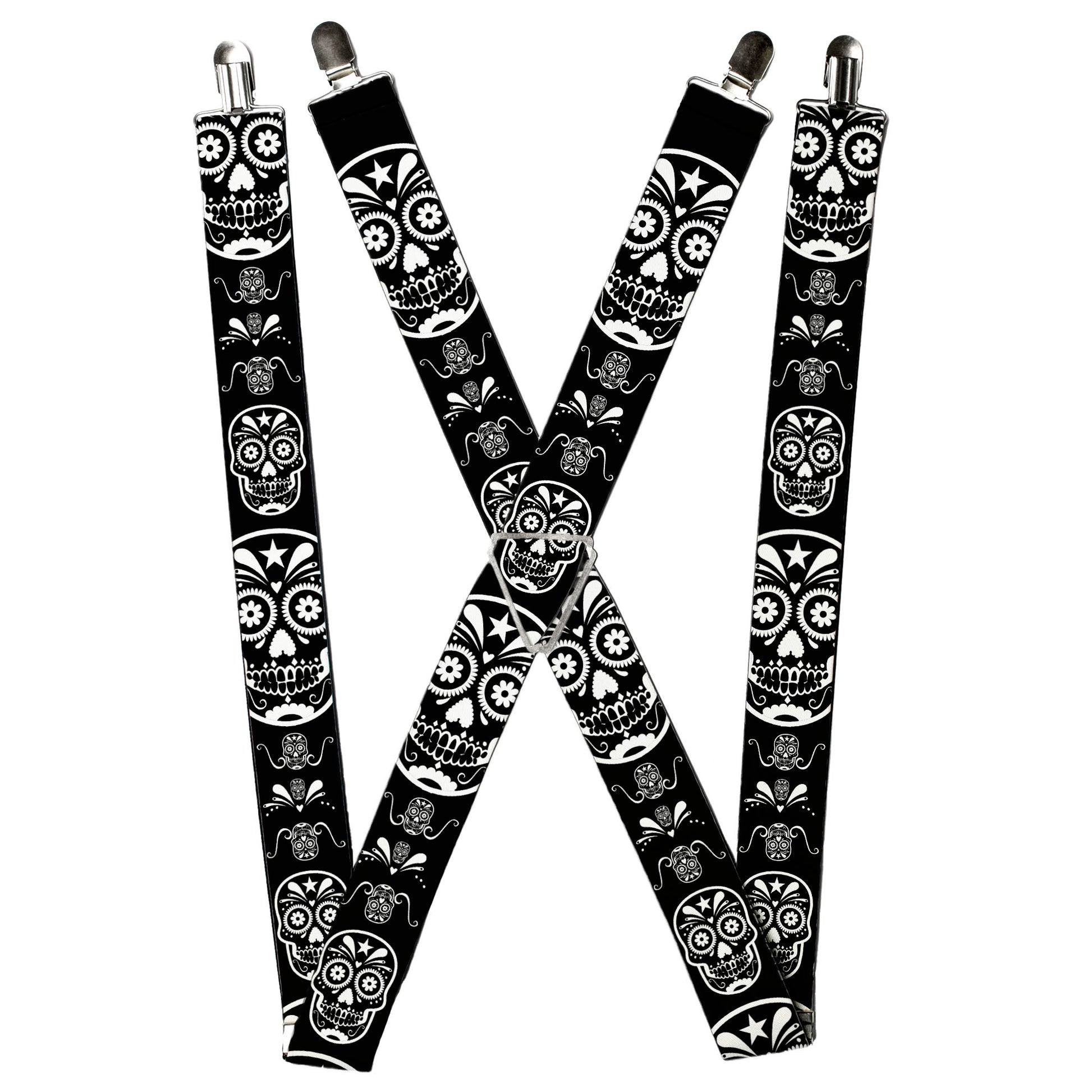 Suspenders - Sugar Skulls Black/White Suspenders Buckle-Down