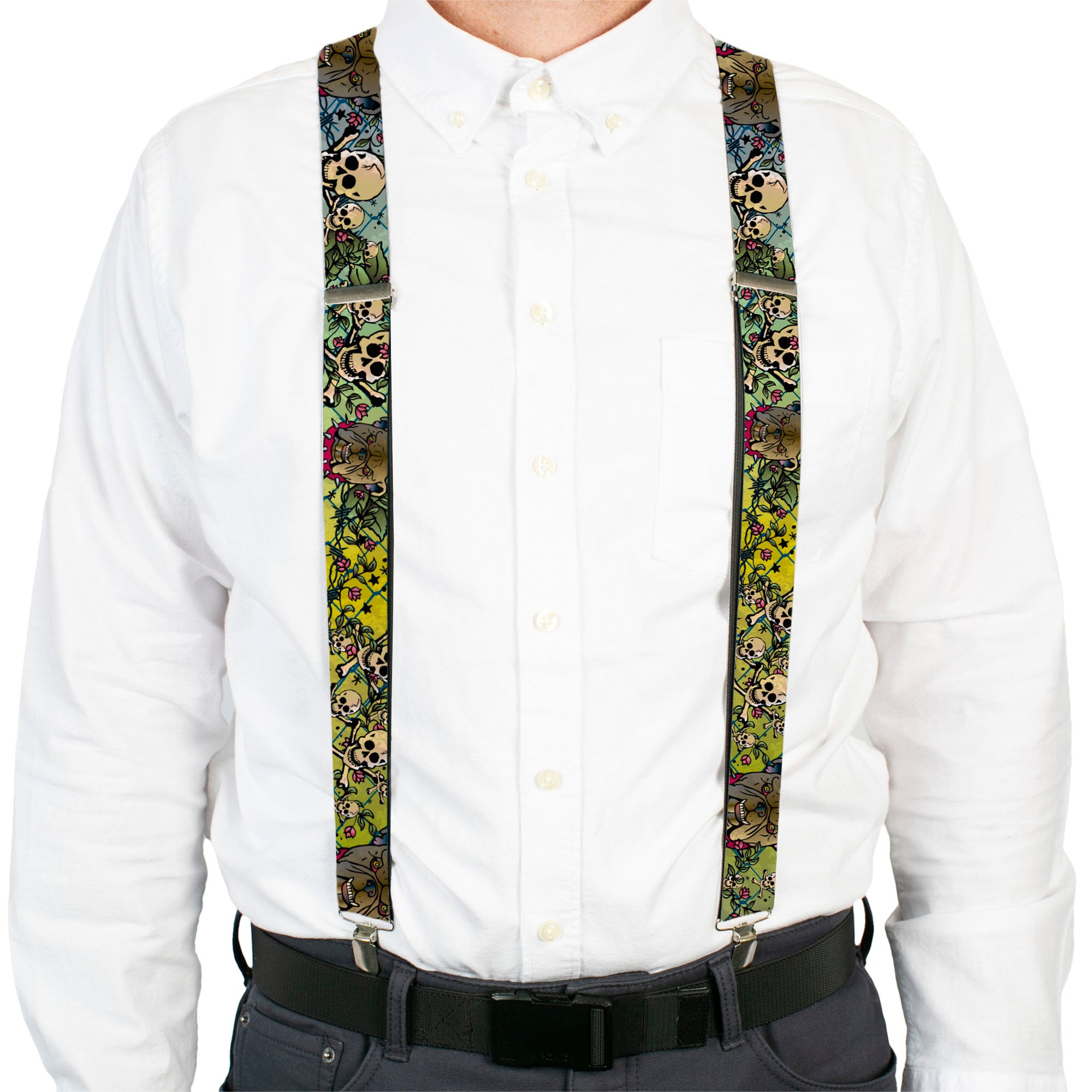 Suspenders - Trust No One CLOSE-UP Yellow/Green/Blue-S
