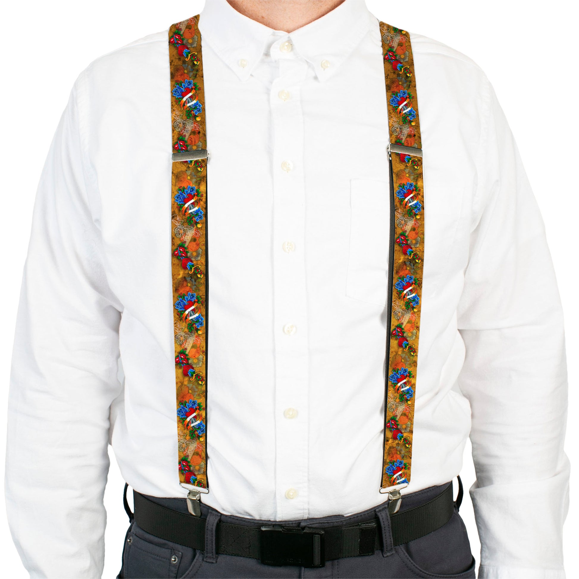 Suspenders - Tattoo Johnny-Hearts & Roses Suspenders Tattoo Johnny