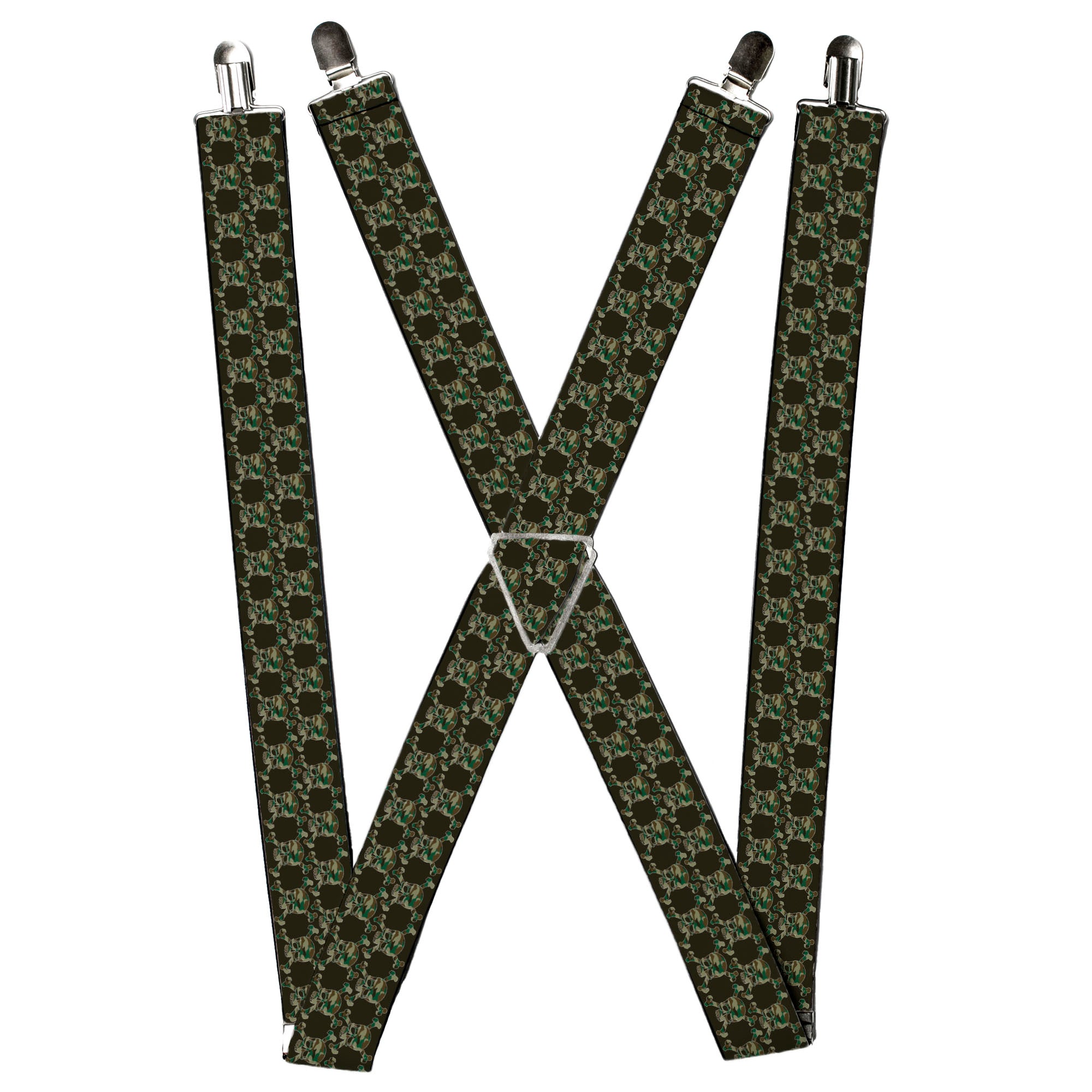 Suspenders - Top Skulls Black/Camo Olive