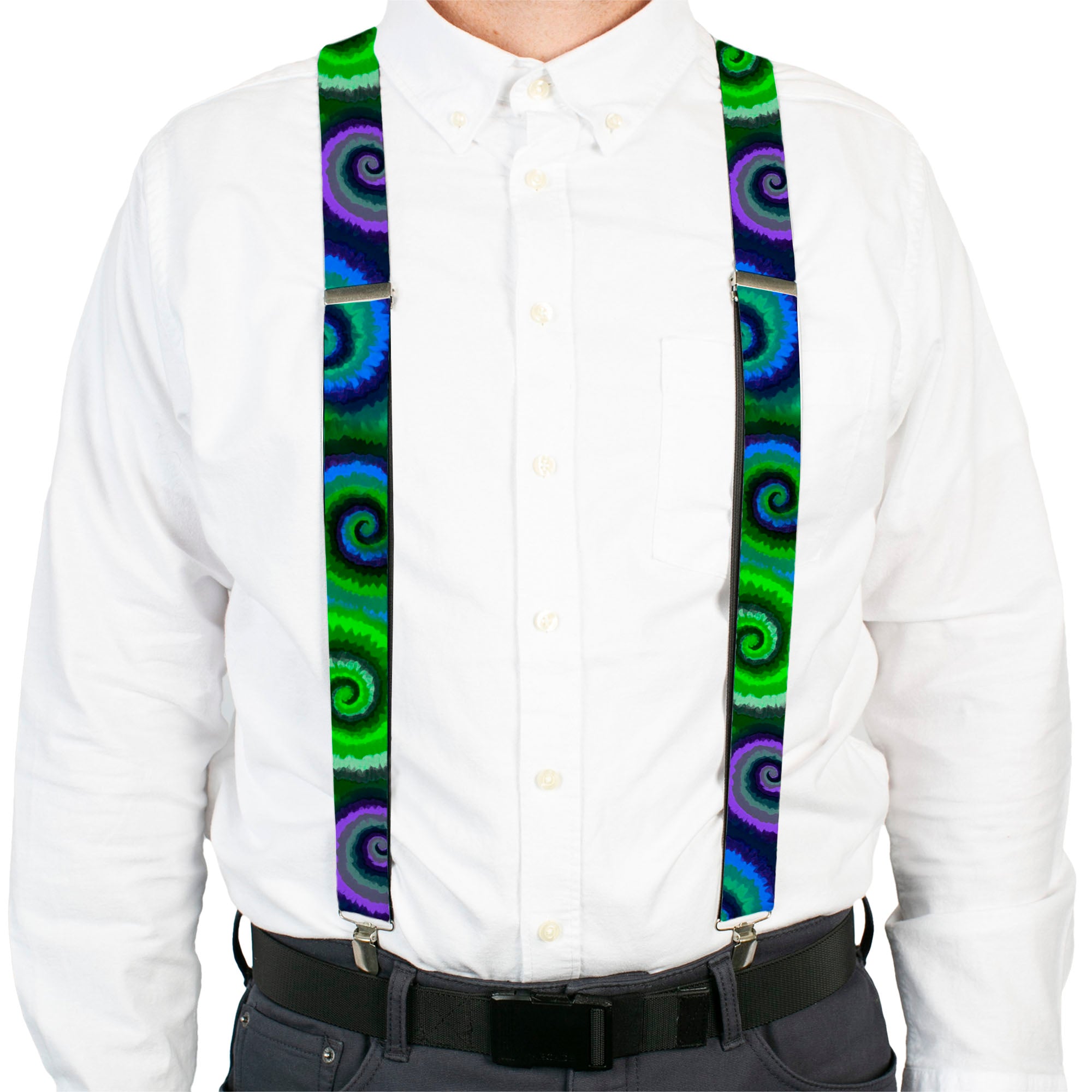 Suspenders - Tie Dye Swirl Green/Blue/Purple