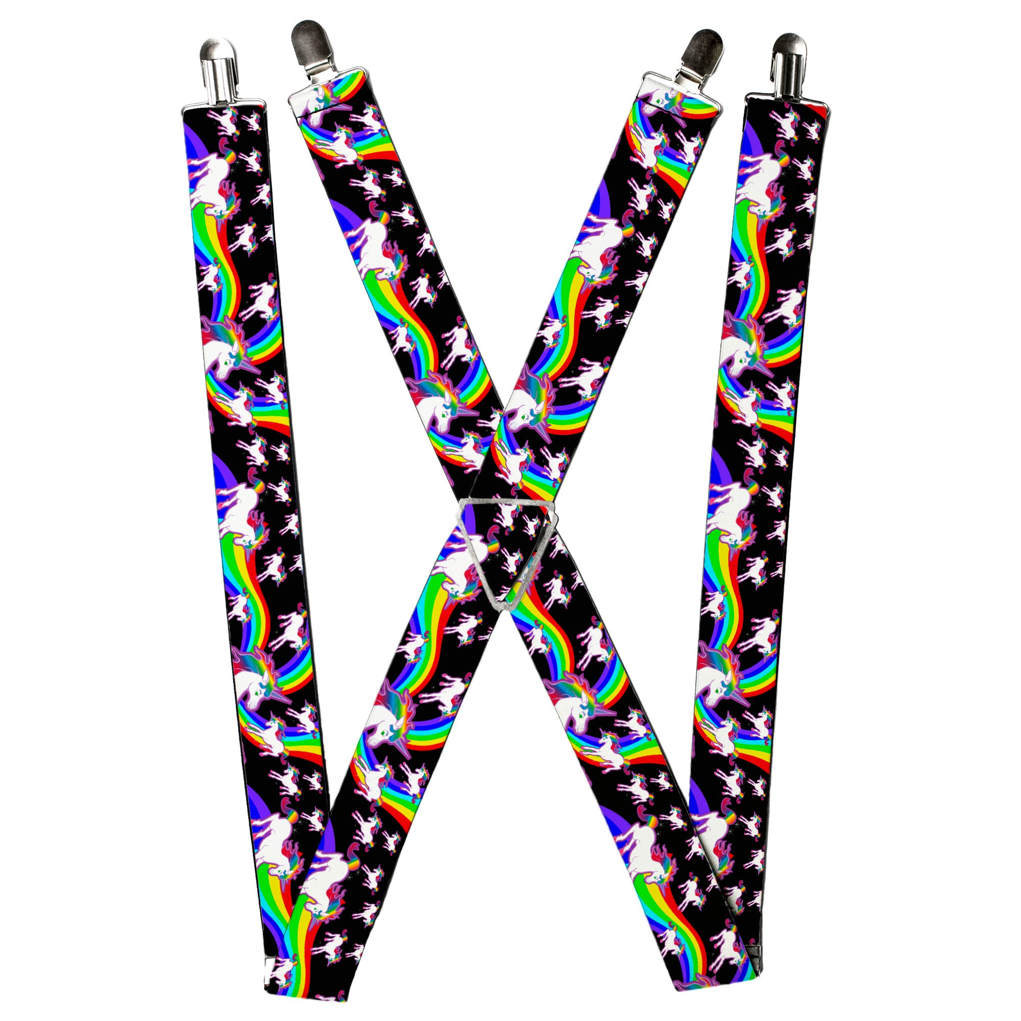Suspenders - Unicorns/Rainbow Swirl Black