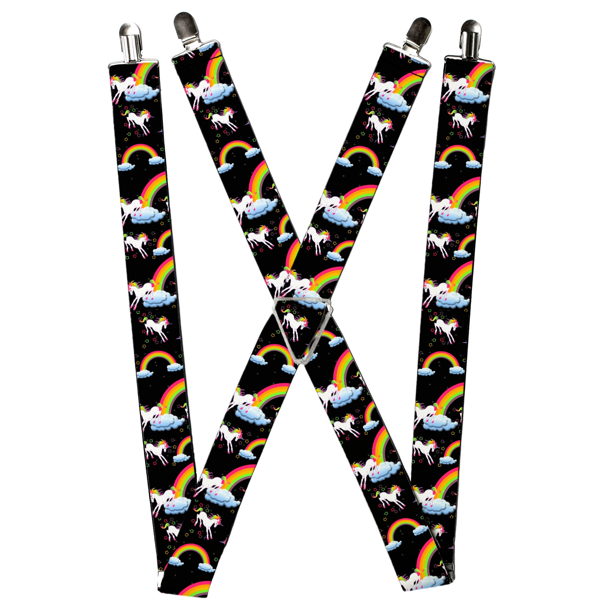 Suspenders - Unicorns/Rainbows/Stars Black