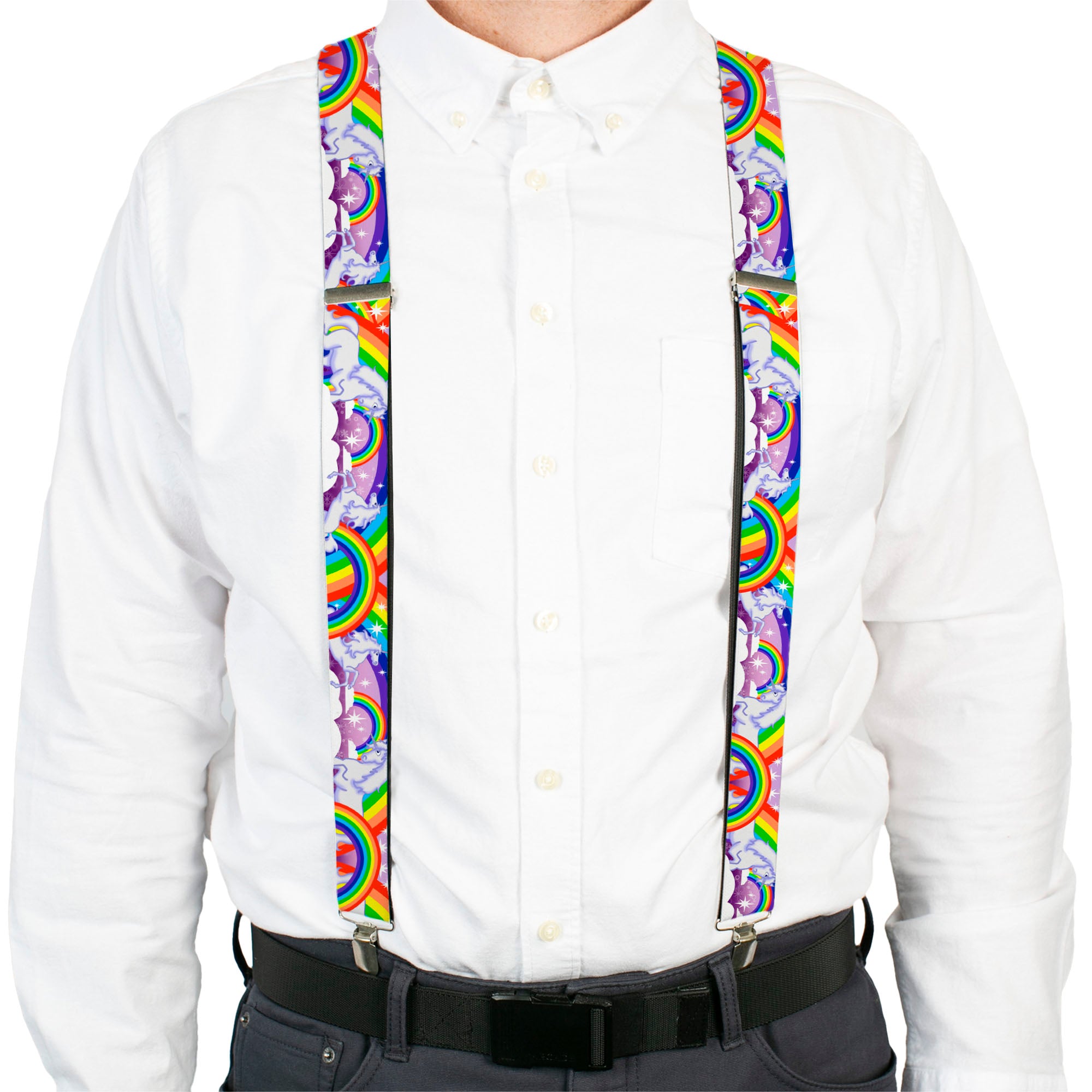 Suspenders - Unicorns in Rainbows w/Sparkles/Purple