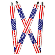 Suspenders - 1.5" - United States Flags CLOSE-UP Weathered Suspenders Buckle-Down
