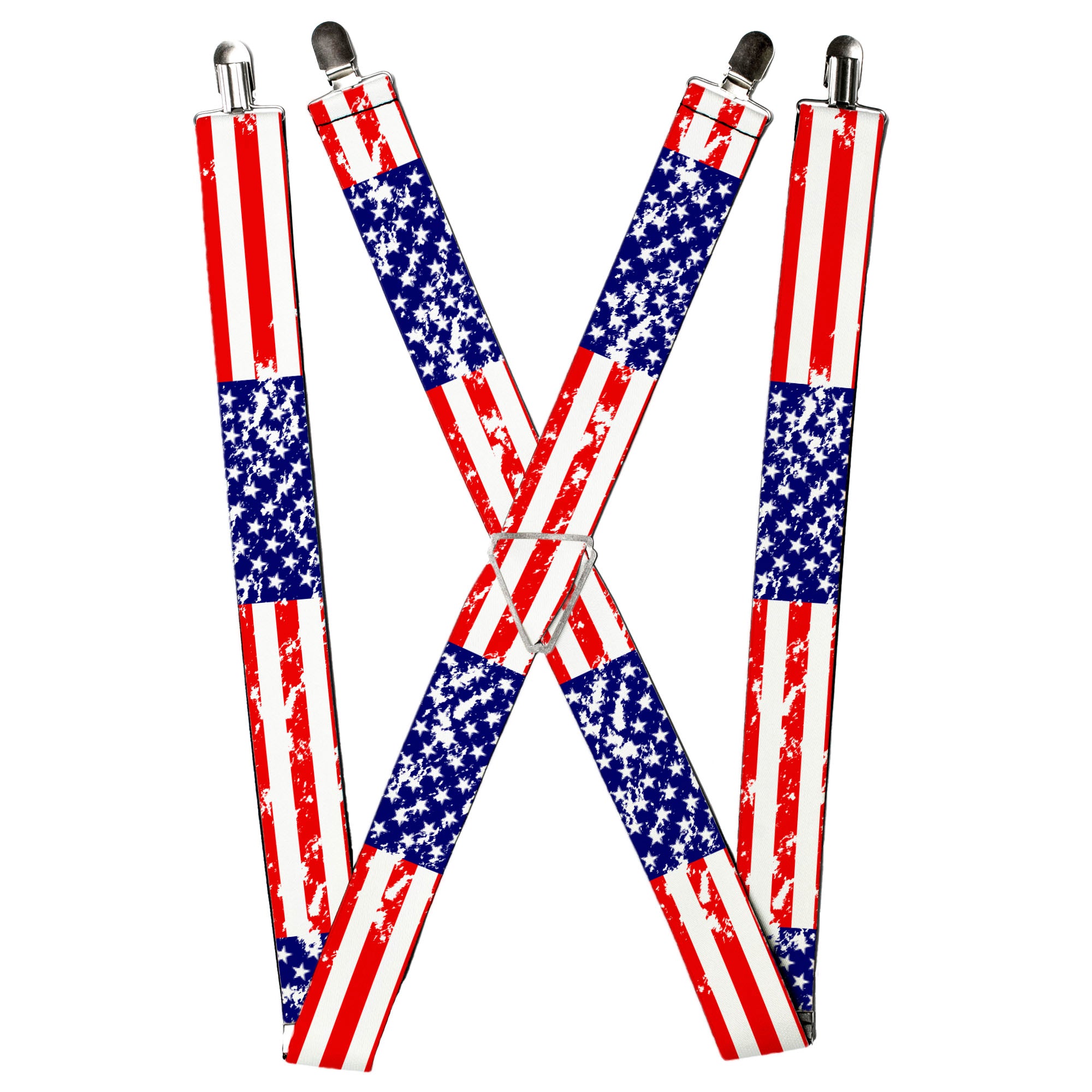 Suspenders - 1.5" - United States Flags CLOSE-UP Weathered Suspenders Buckle-Down