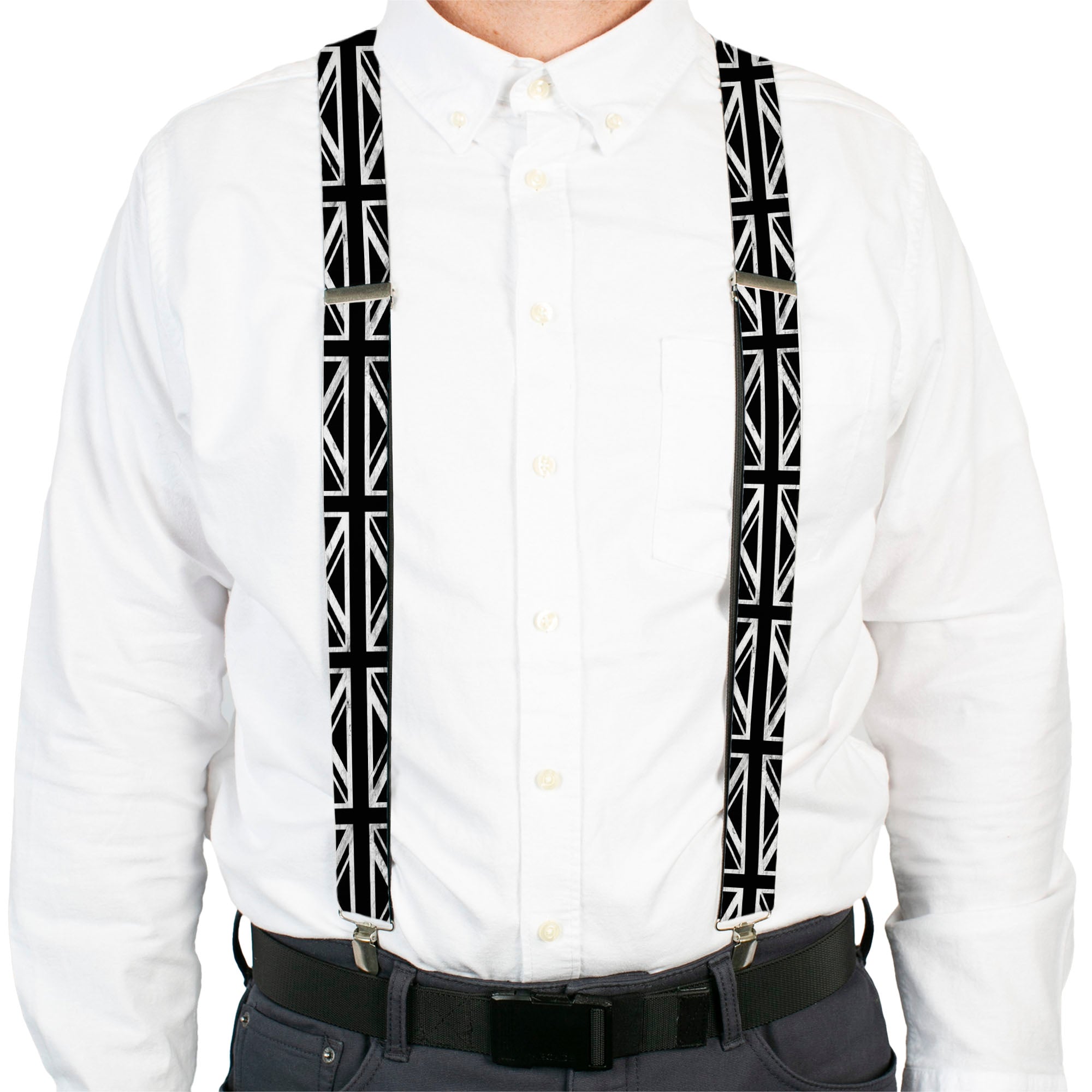Suspenders - Union Jack Distressed Black/White