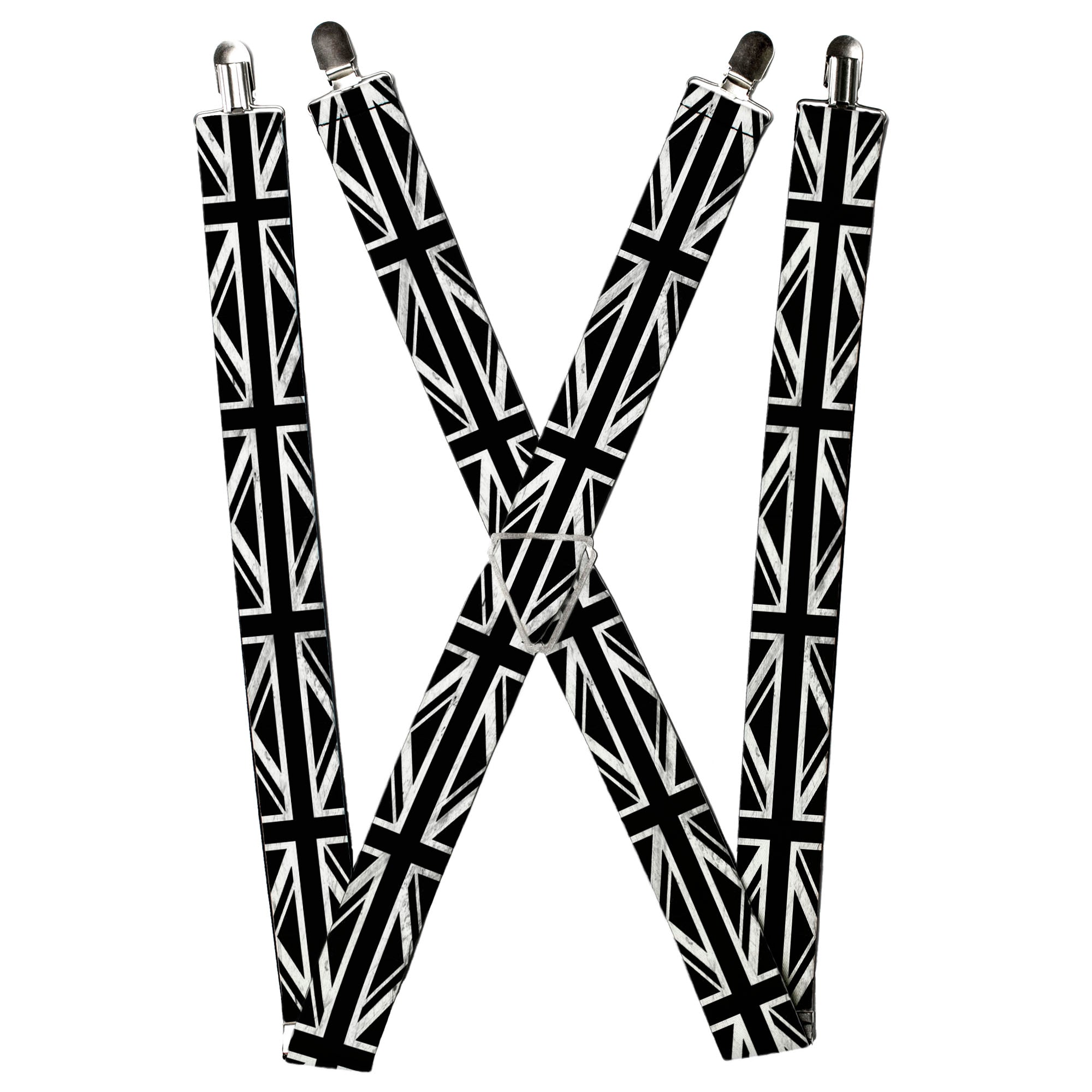 Suspenders - Union Jack Distressed Black/White