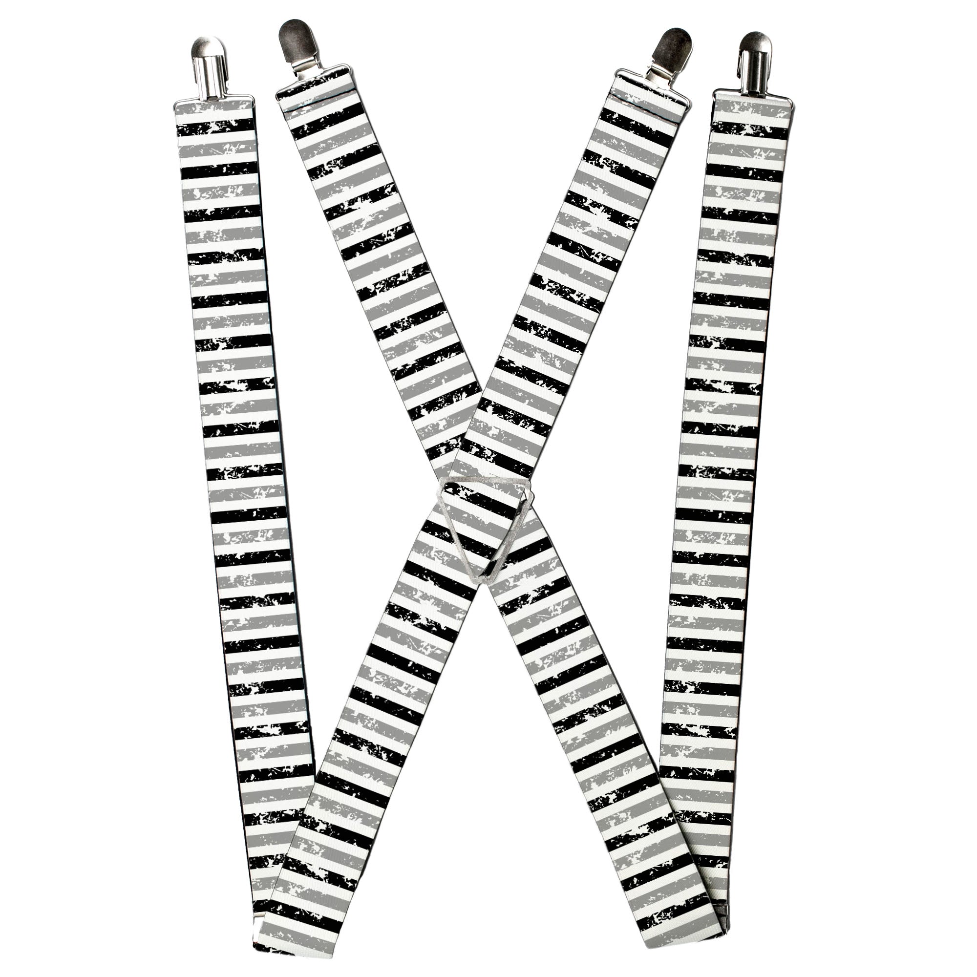 Suspenders - Vertical Stripes White/Black/Gray