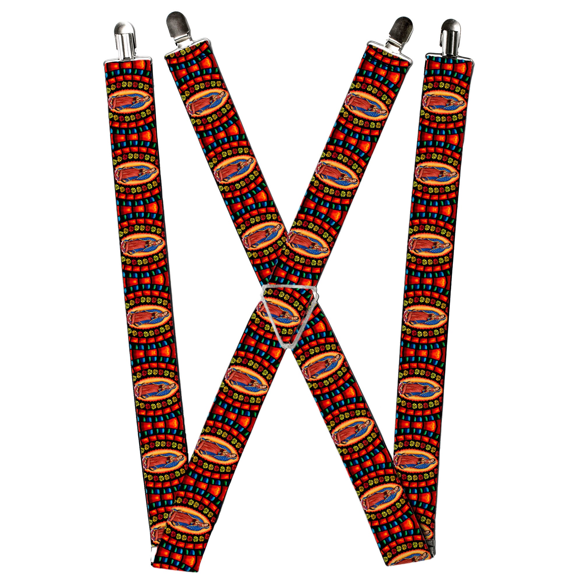 Suspenders - Virgen de Guadalupe Roses Black/Multi Color