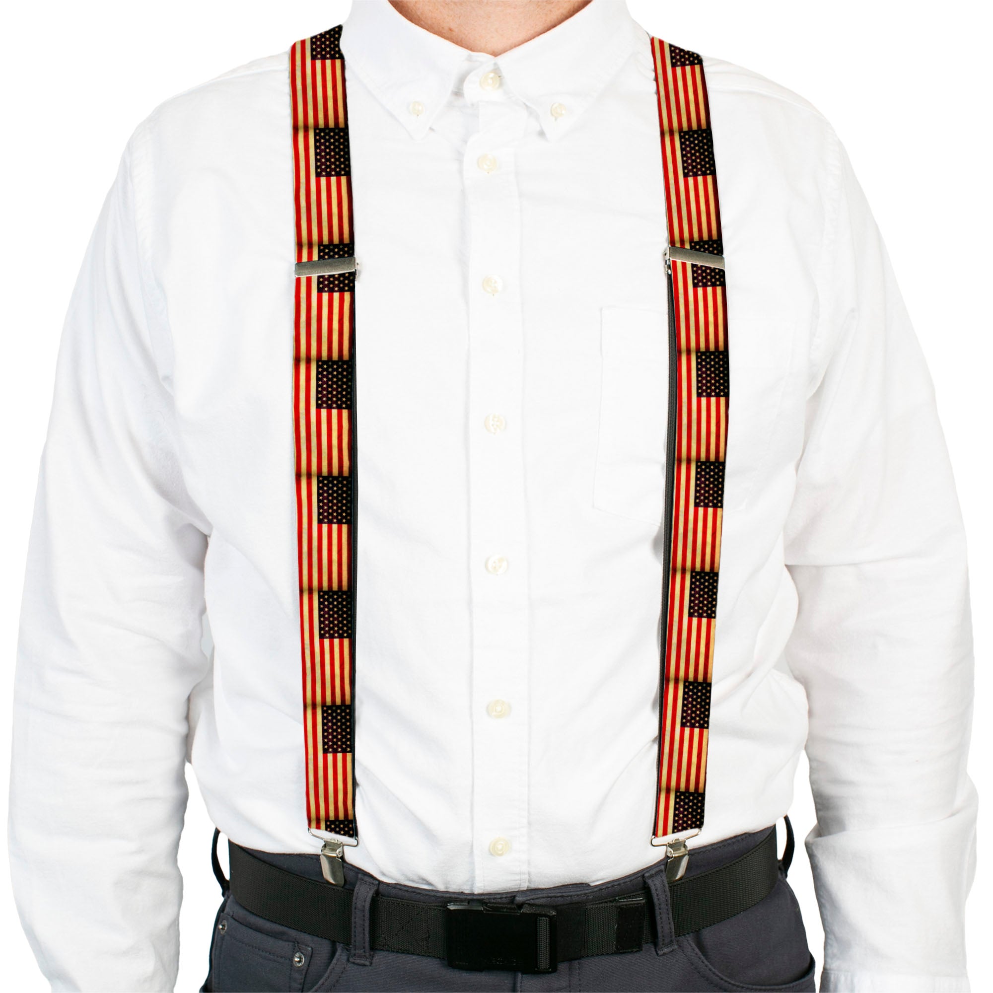 Suspenders - 1.5" - Vintage US Flag Repeat Suspenders Buckle-Down