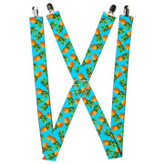 Suspenders - 1.5" - Vivid Pineapples Scattered Blue Suspenders Buckle-Down