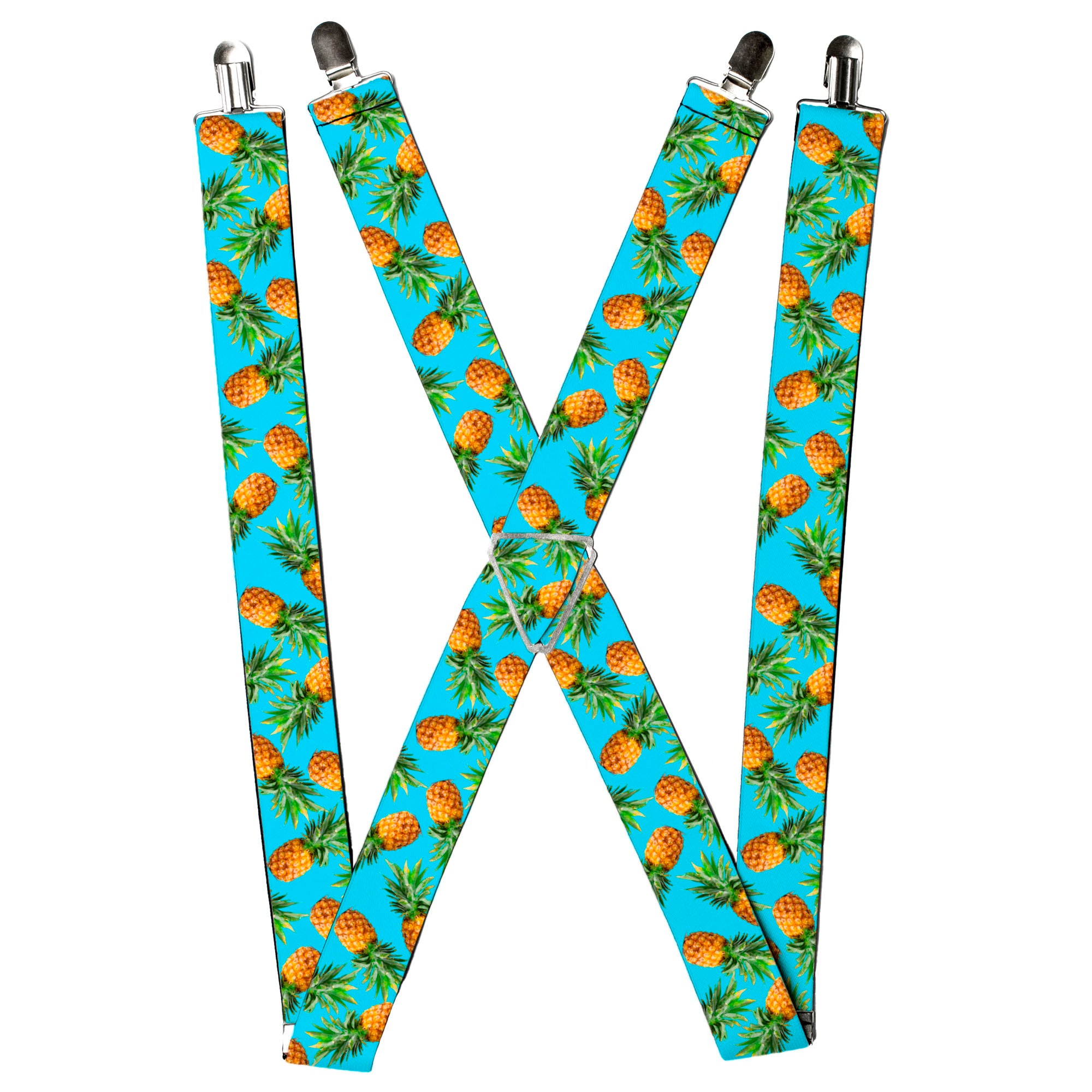 Suspenders - 1.5" - Vivid Pineapples Scattered Blue Suspenders Buckle-Down