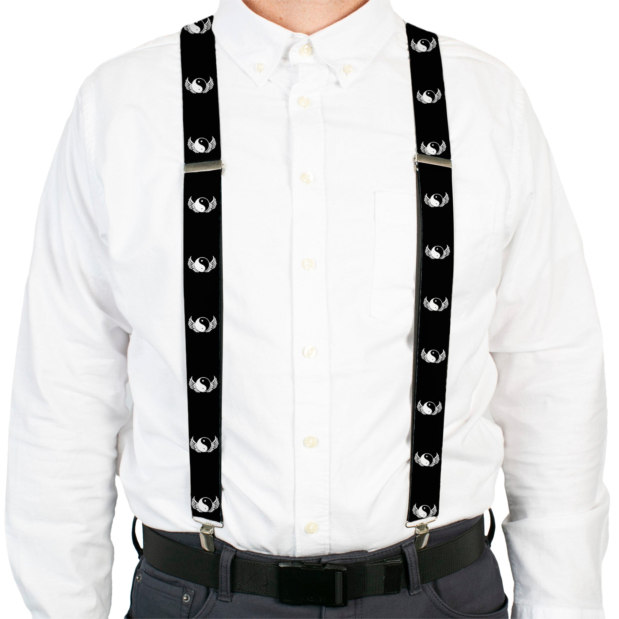 Suspenders - Yin Yang w/Wings Black/White