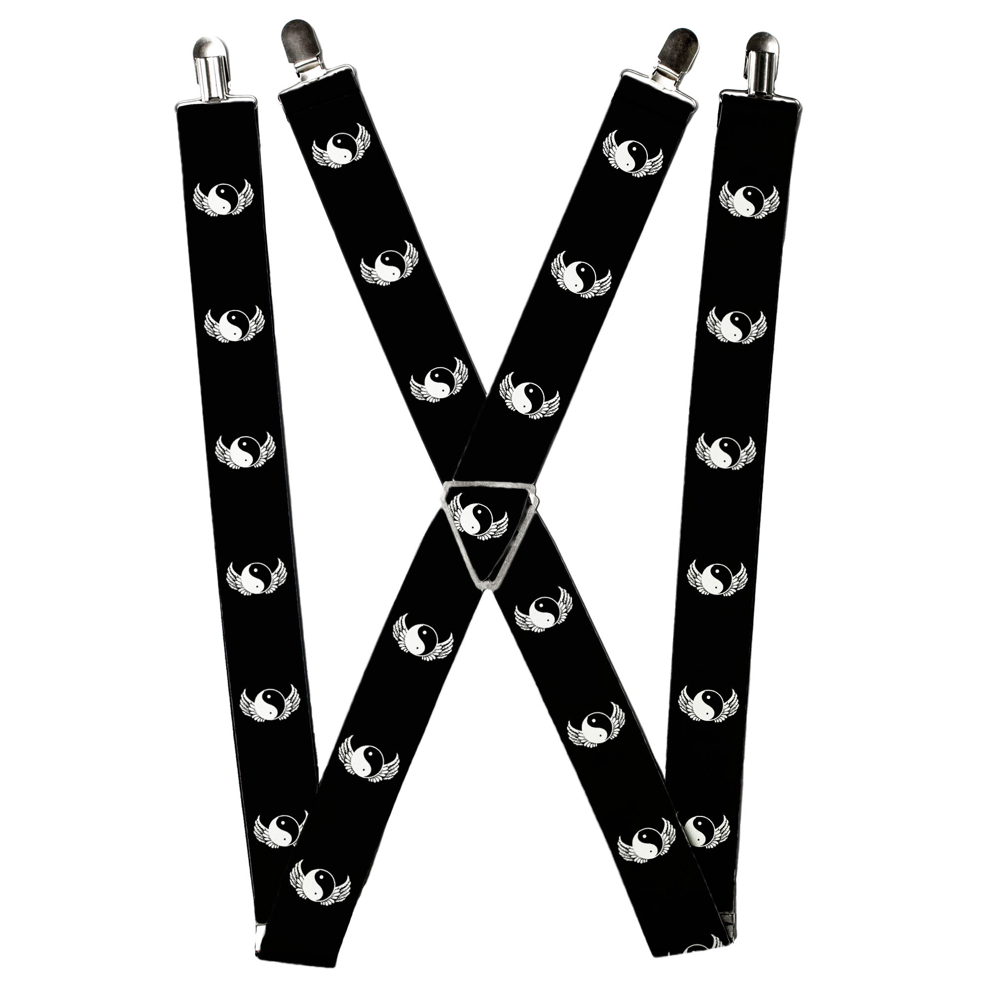 Suspenders - Yin Yang w/Wings Black/White