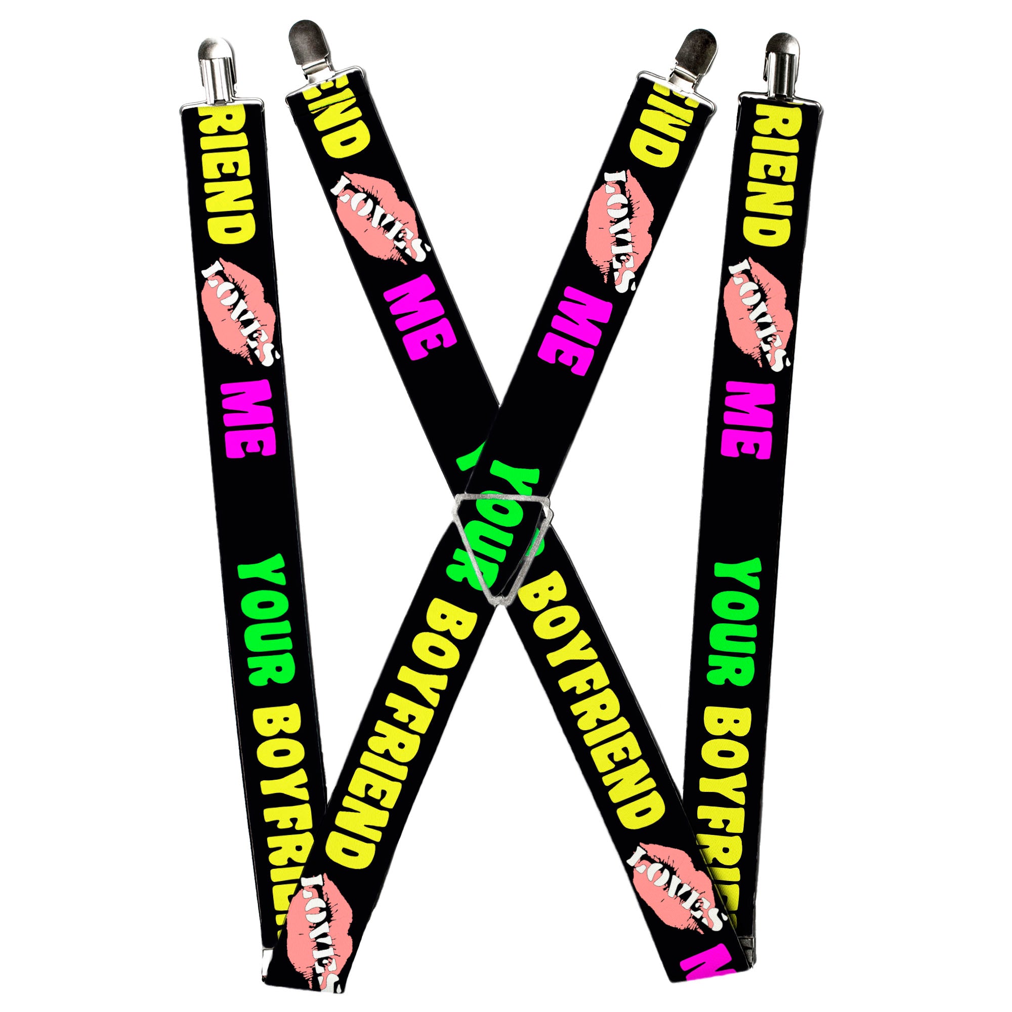 Suspenders - YOUR BOYFRIEND LOVES ME w/Kiss Black/Neon