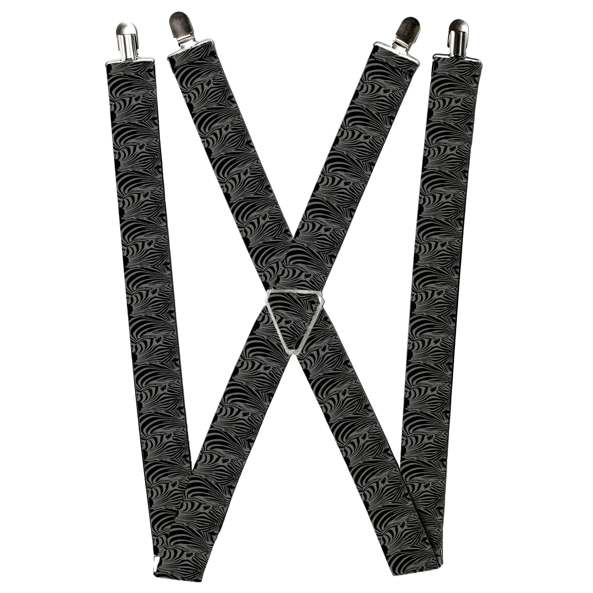 Suspenders - Zebra Head Black/Gray Suspenders Buckle-Down