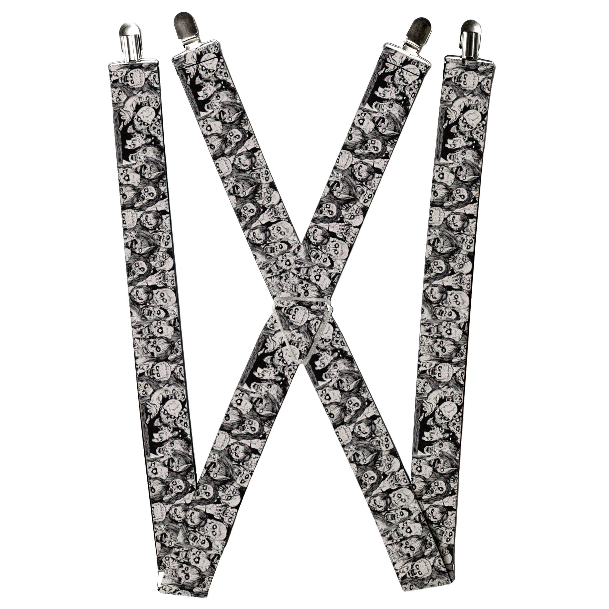 Suspenders - Zombie Skulls Sketch Suspenders Buckle-Down