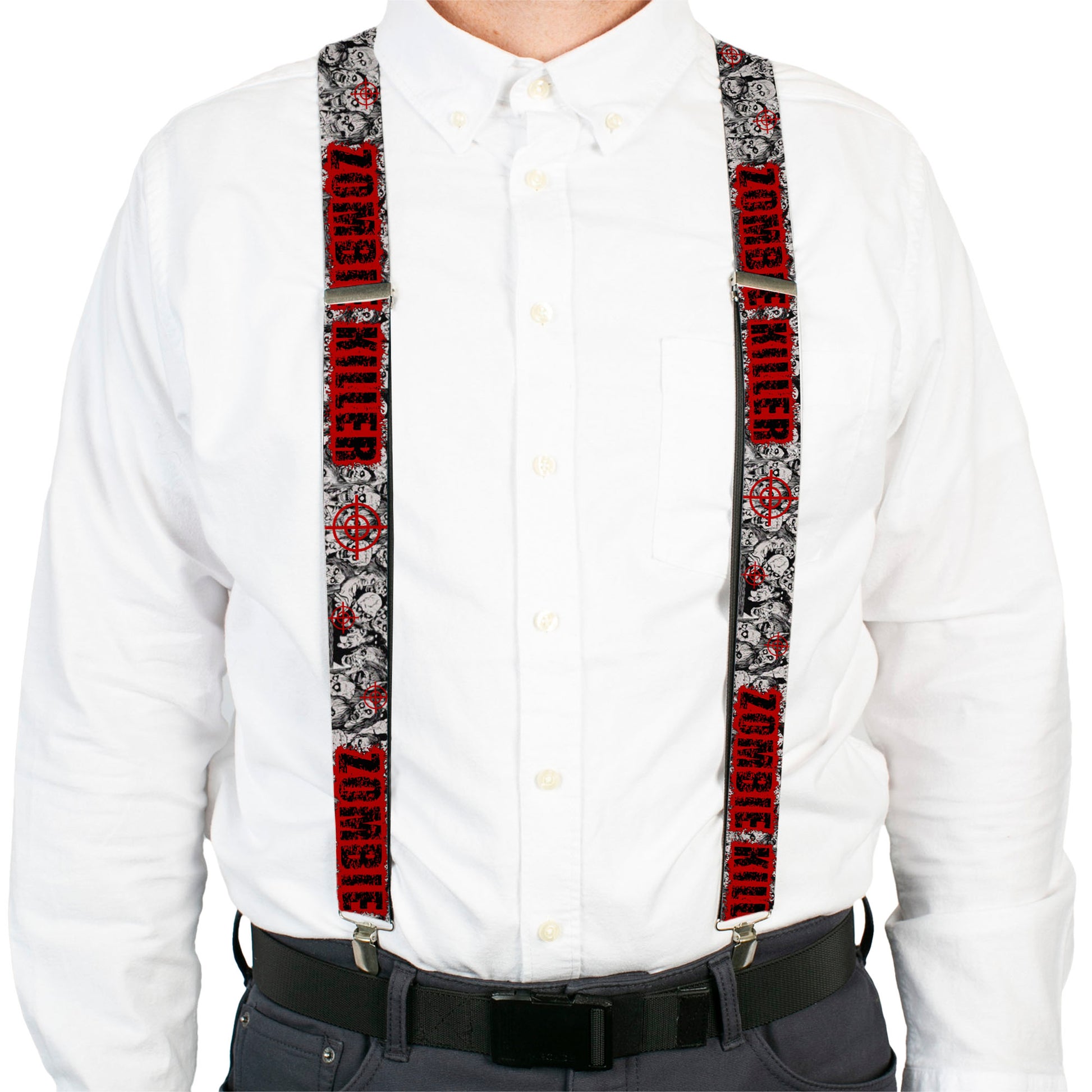 Suspenders - ZOMBIE KILLER w/Stacked Zombies Sketch Suspenders Buckle-Down