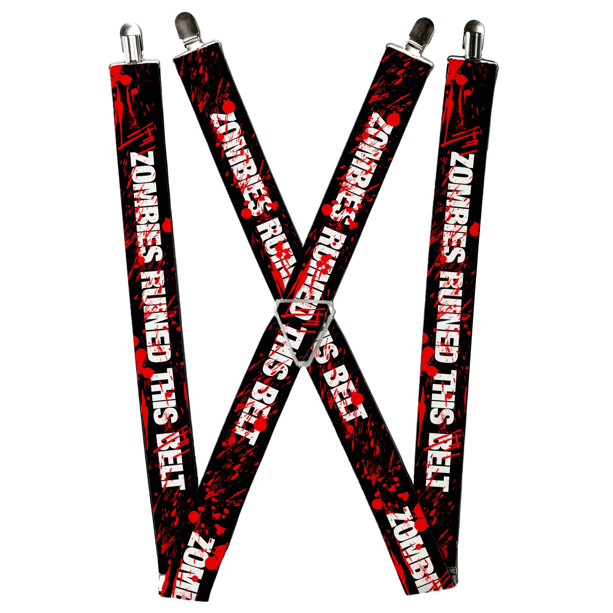 Suspenders - ZOMBIES RUINED THIS BELT Black/White/Red Splatter