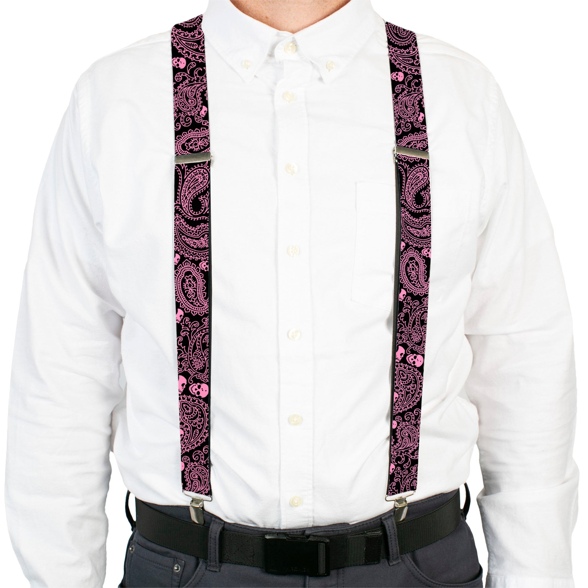Suspenders - Bandana/Skulls Black/Pink Suspenders Buckle-Down