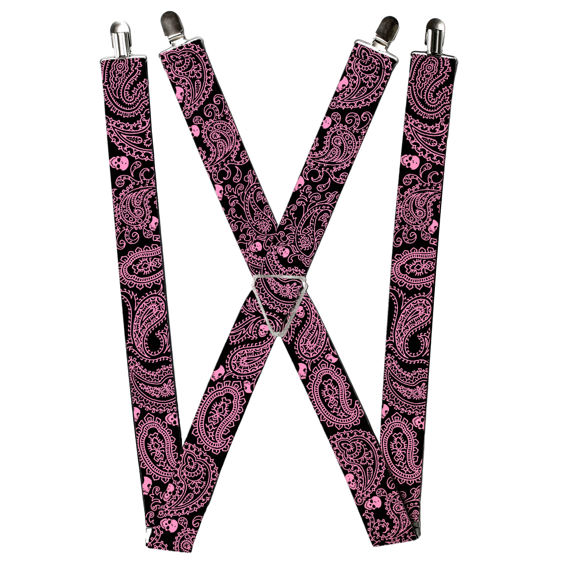 Suspenders - Bandana/Skulls Black/Pink Suspenders Buckle-Down