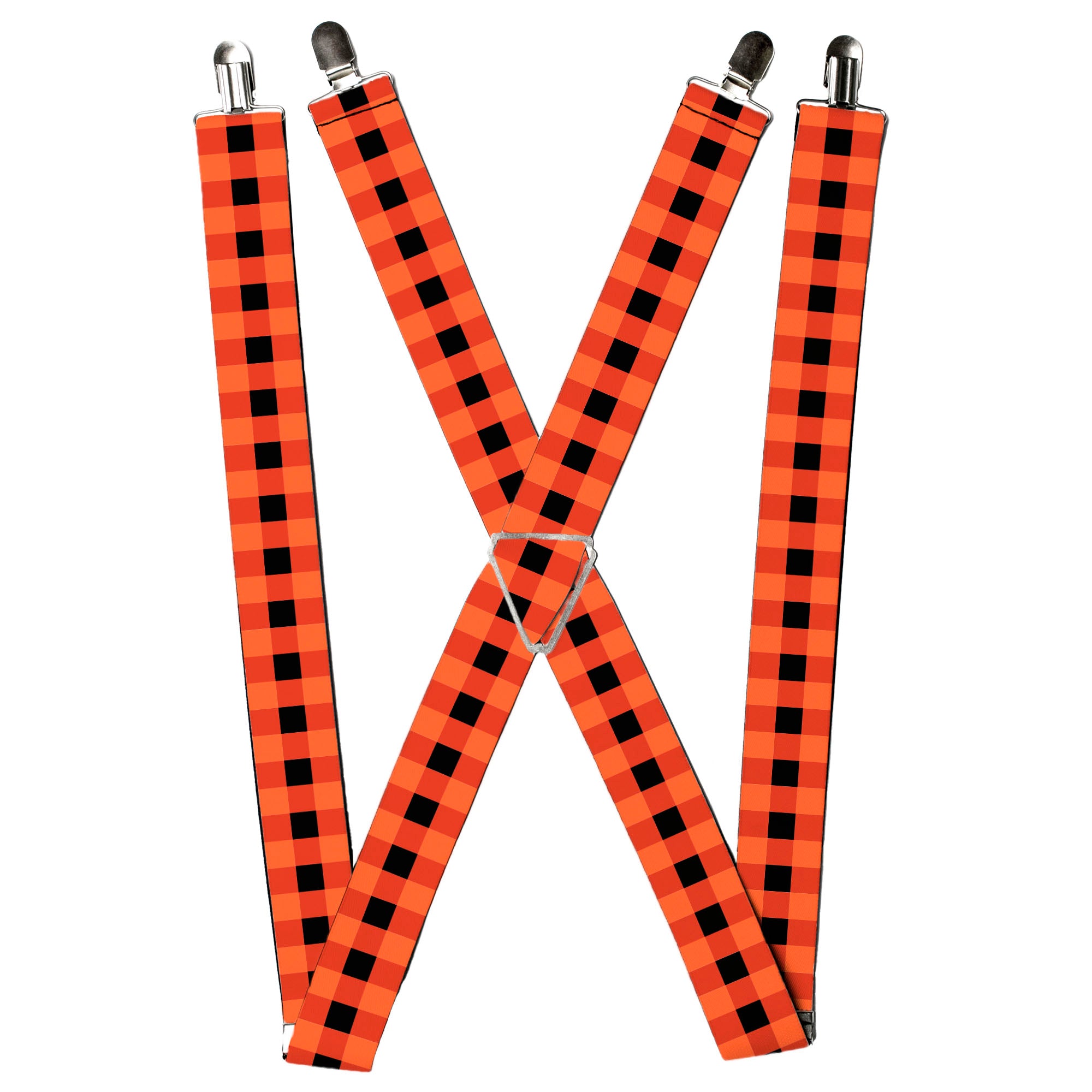 Suspenders - Buffalo Plaid Black/Orange Suspenders Buckle-Down