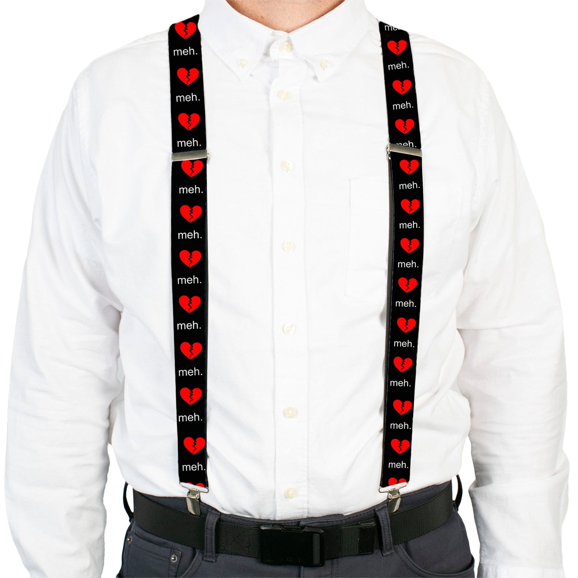 Suspenders - Broken Heart MEH Black/Red/White Suspenders Buckle-Down