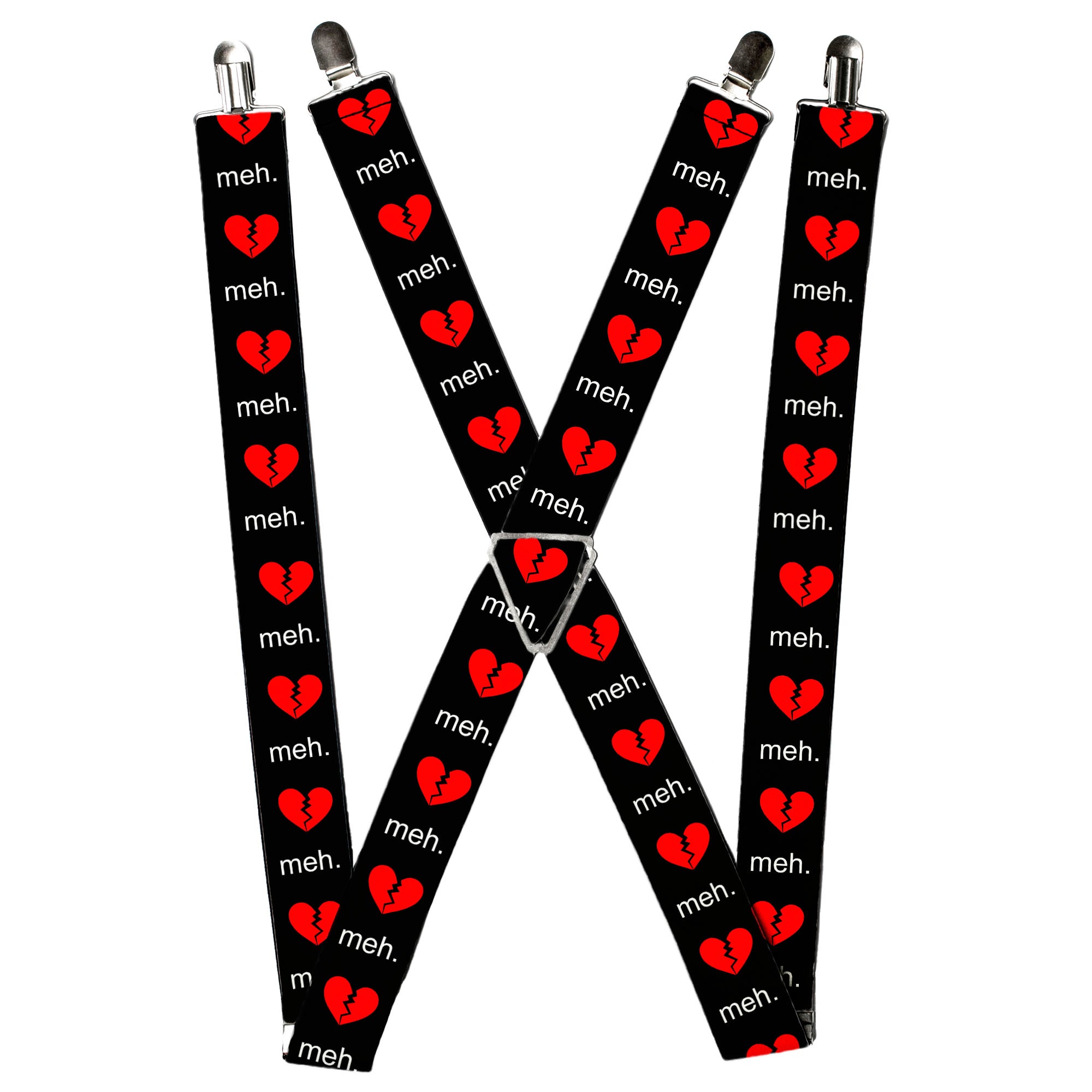 Suspenders - Broken Heart MEH Black/Red/White Suspenders Buckle-Down