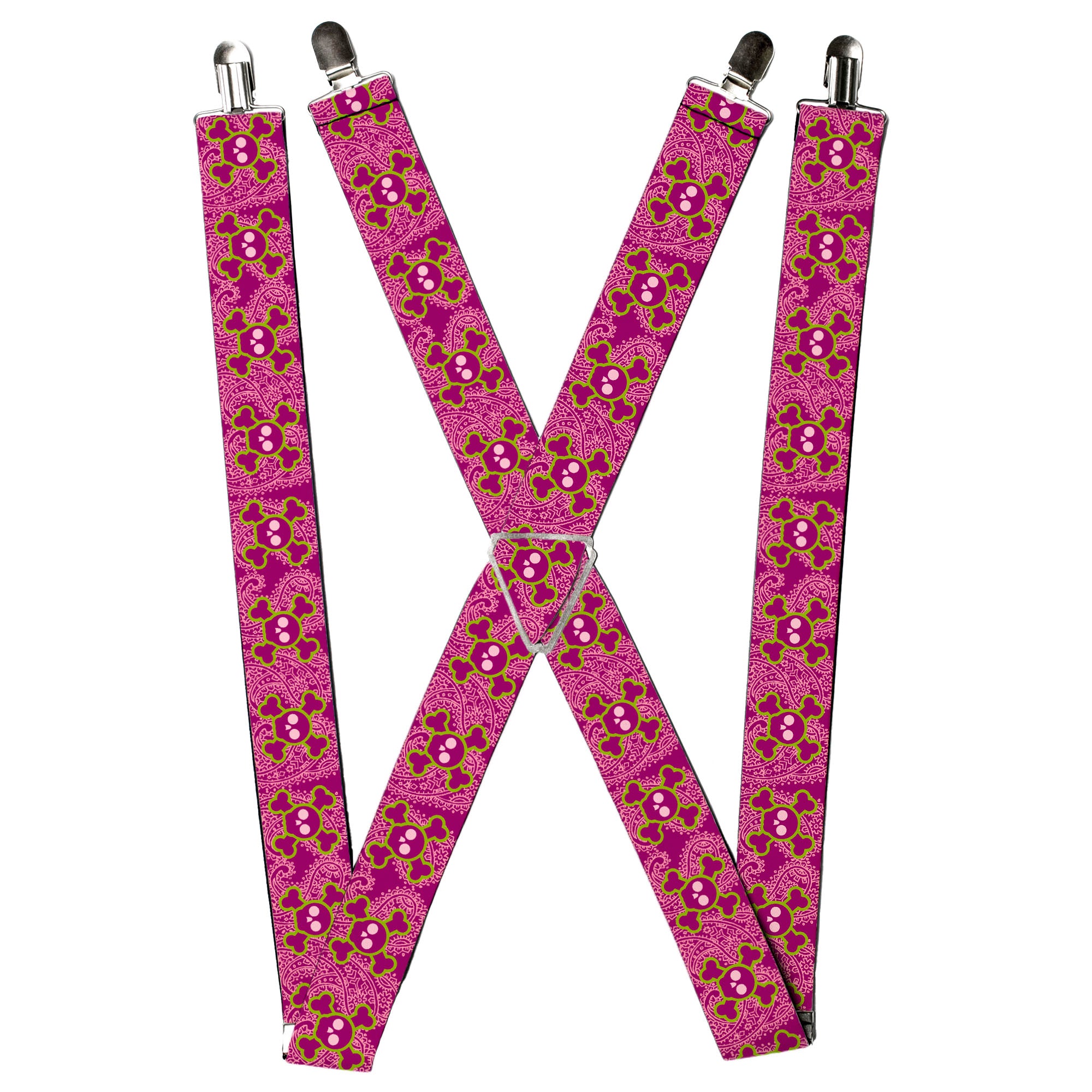 Suspenders - Cute Skulls w/Paisley Purple/Pink/Green Suspenders Buckle-Down
