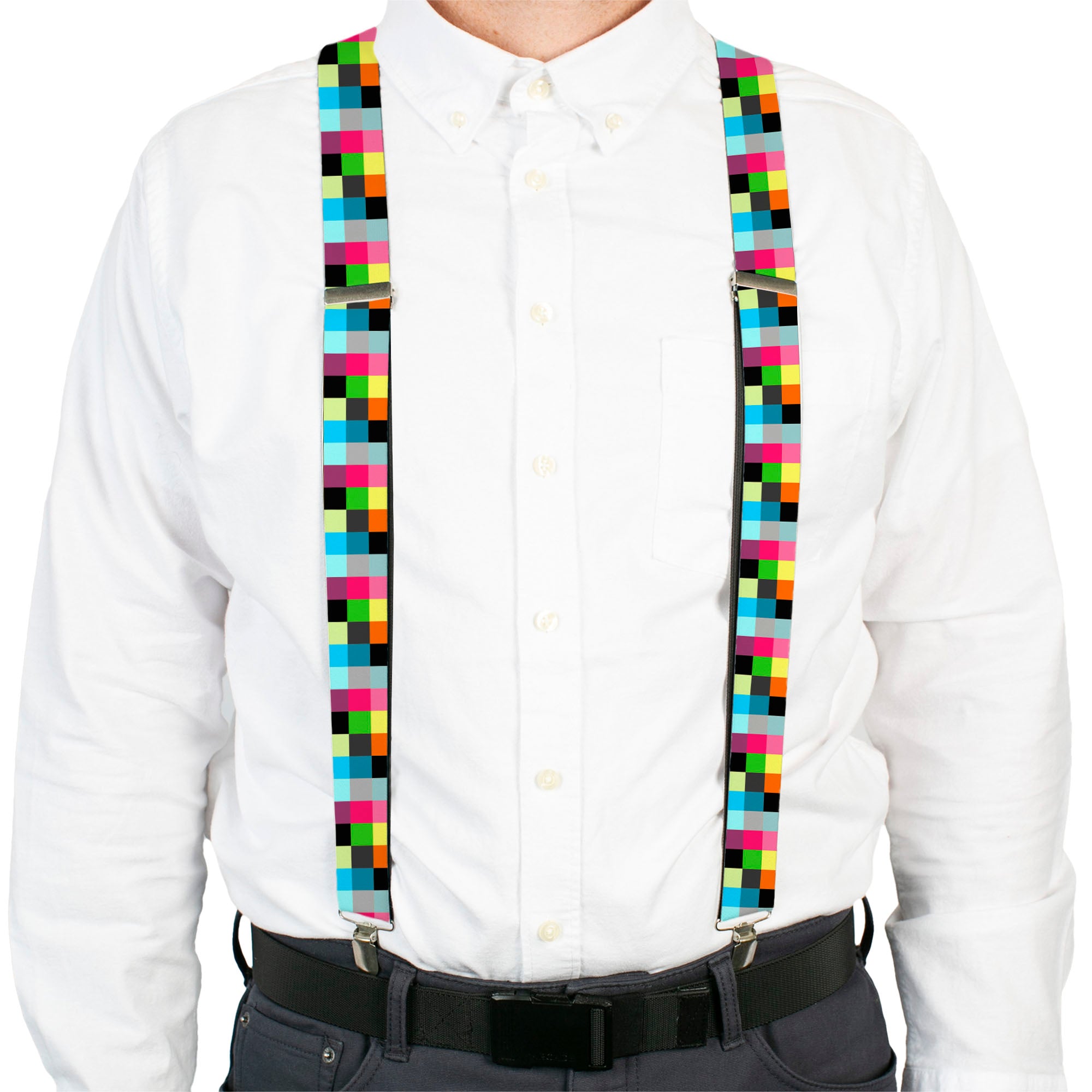 Suspenders - Checker Bright Pastel Suspenders Buckle-Down