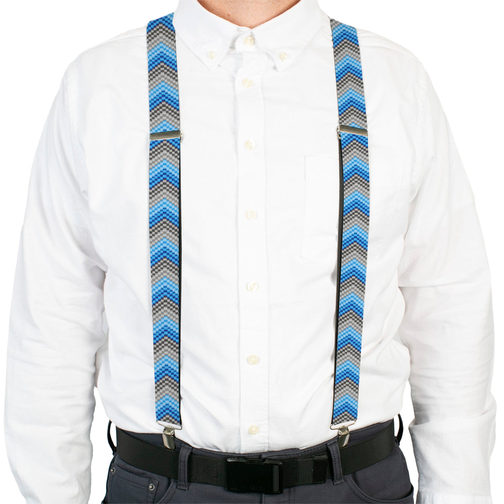 Suspenders - Chevron Weave Grays/Blues Suspenders Buckle-Down