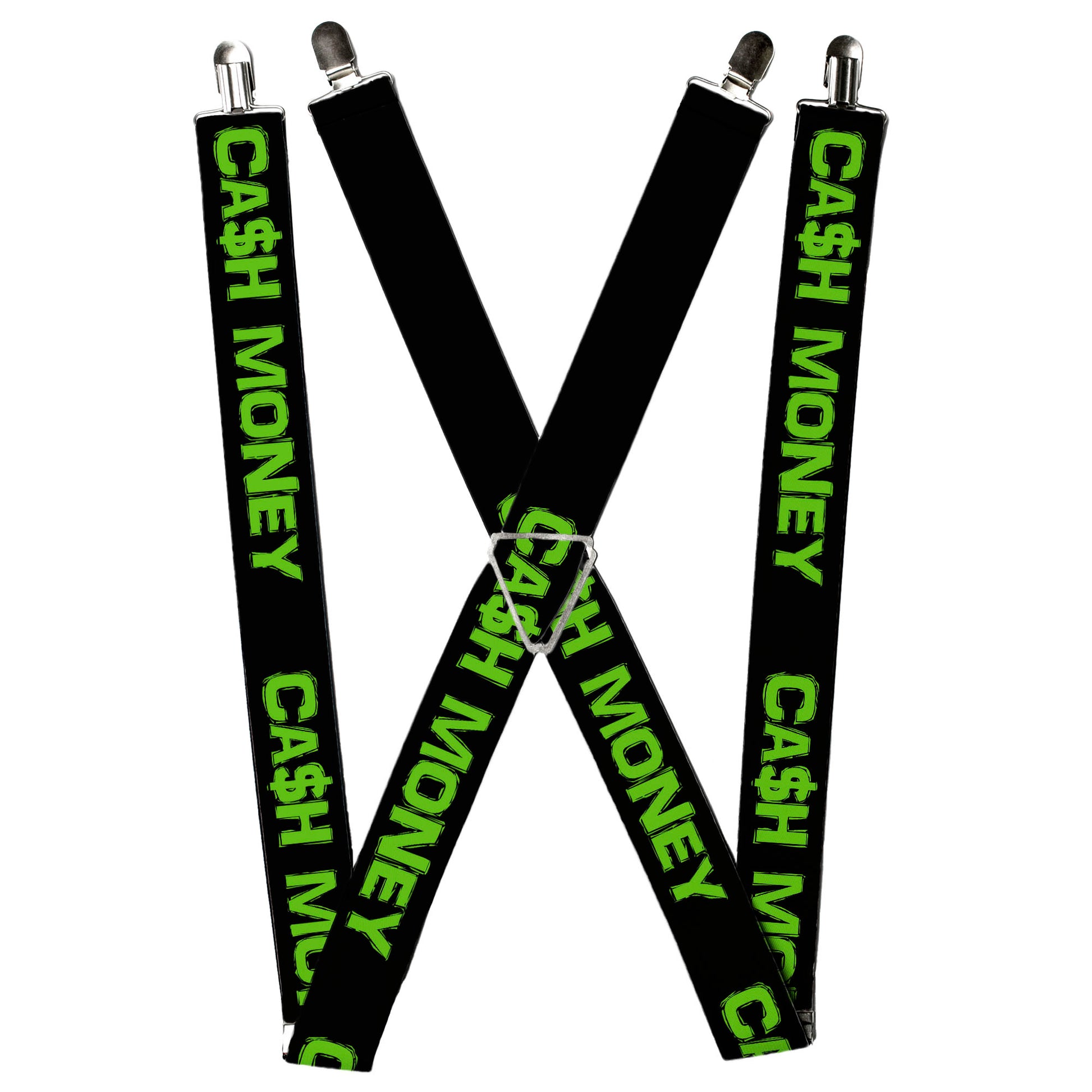 Suspenders - CA$H MONEY Black/Green Suspenders Buckle-Down
